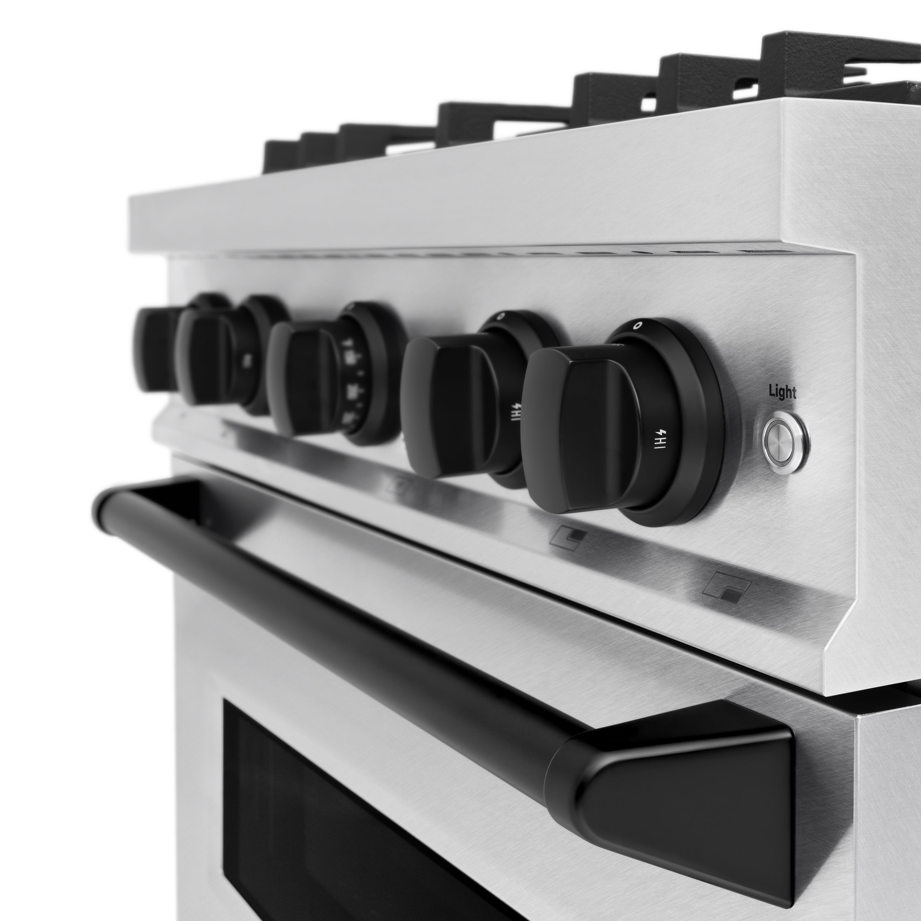 ZLINE Autograph Edition 30 in. 4.2 cu. ft. Classic Dual Fuel Range with 4 Burner Gas Cooktop and Electric Convection Oven in Satin Stainless Steel with Matte Black Accents (CDRSZ-30-MB)
