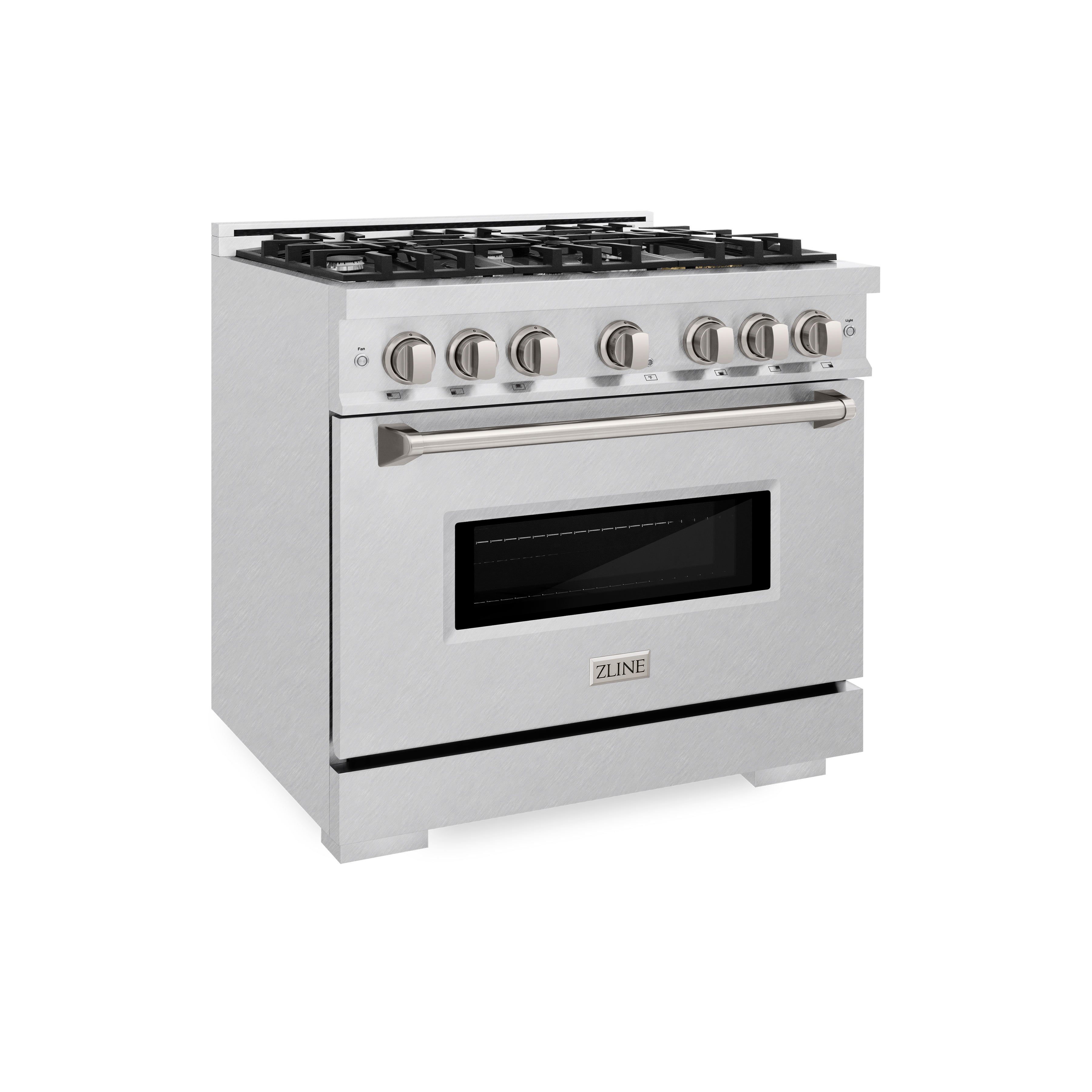 ZLINE 36 in. 5.2 cu. ft. Classic Gas Range with 6 Burner Cooktop and Convection Gas Oven in Satin Stainless Steel (CGRS-36)