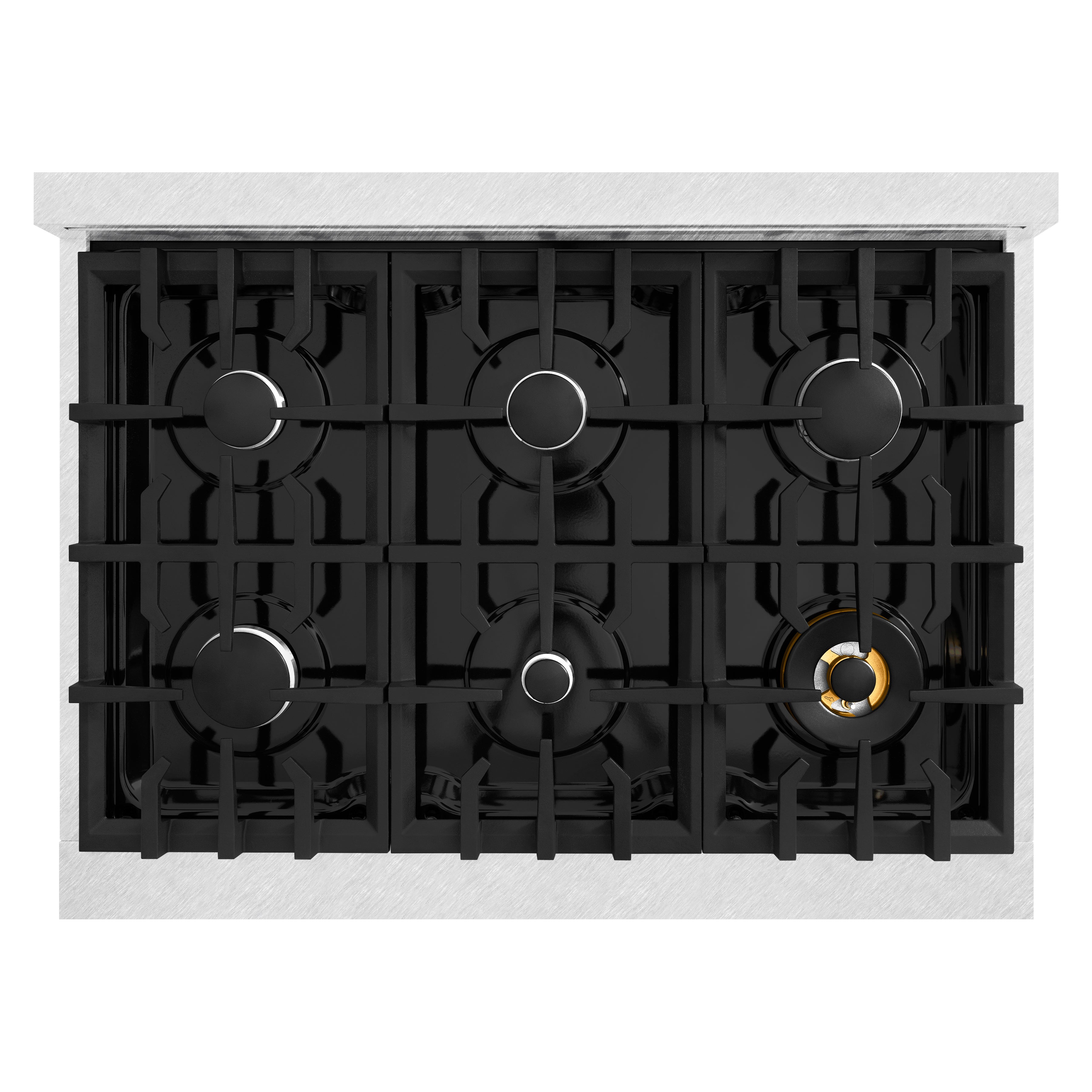 ZLINE 36 in. 5.2 cu. ft. Classic Gas Range with 6 Burner Cooktop and Convection Gas Oven in Satin Stainless Steel with White Matte Door (CGRS-WM-36)