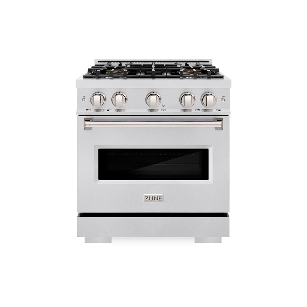 ZLINE 30 in. 4.2 cu. ft. Classic Dual Fuel Range with 4 Burner DuoPro™ Cooktop and Electric Convection Oven in Satin Stainless Steel (PCDRS-30)