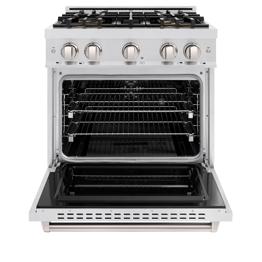 ZLINE 30 in. 4.2 cu. ft. Classic Dual Fuel Range with 4 Burner DuoPro™ Cooktop and Electric Convection Oven in Satin Stainless Steel (PCDRS-30)