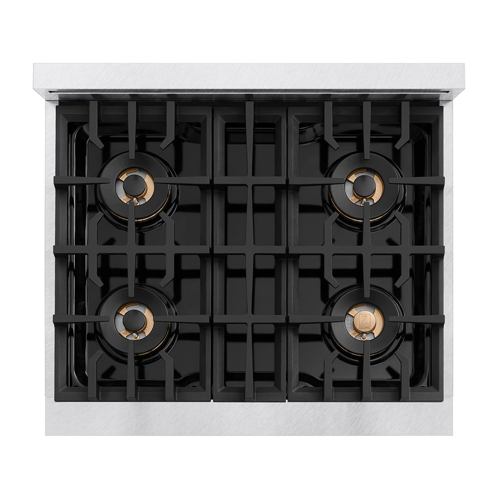 ZLINE 30 in. 4.2 cu. ft. Classic Dual Fuel Range with 4 Burner DuoPro™ Cooktop and Electric Convection Oven in Satin Stainless Steel (PCDRS-30)