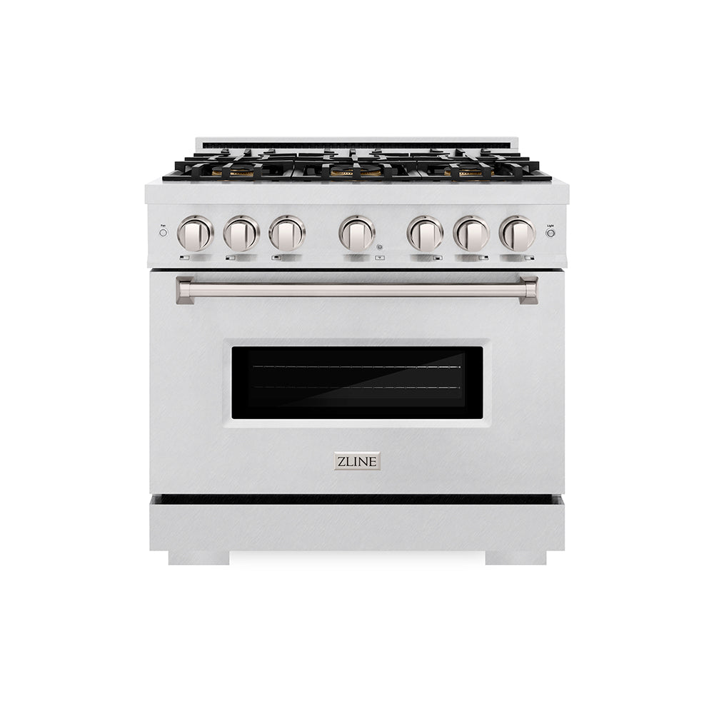 ZLINE 36 in. 5.2 cu. ft. Classic Dual Fuel Range with 6 Burner DuoPro™ Cooktop and Electric Convection Oven in Satin Stainless Steel (PCDRS-36)