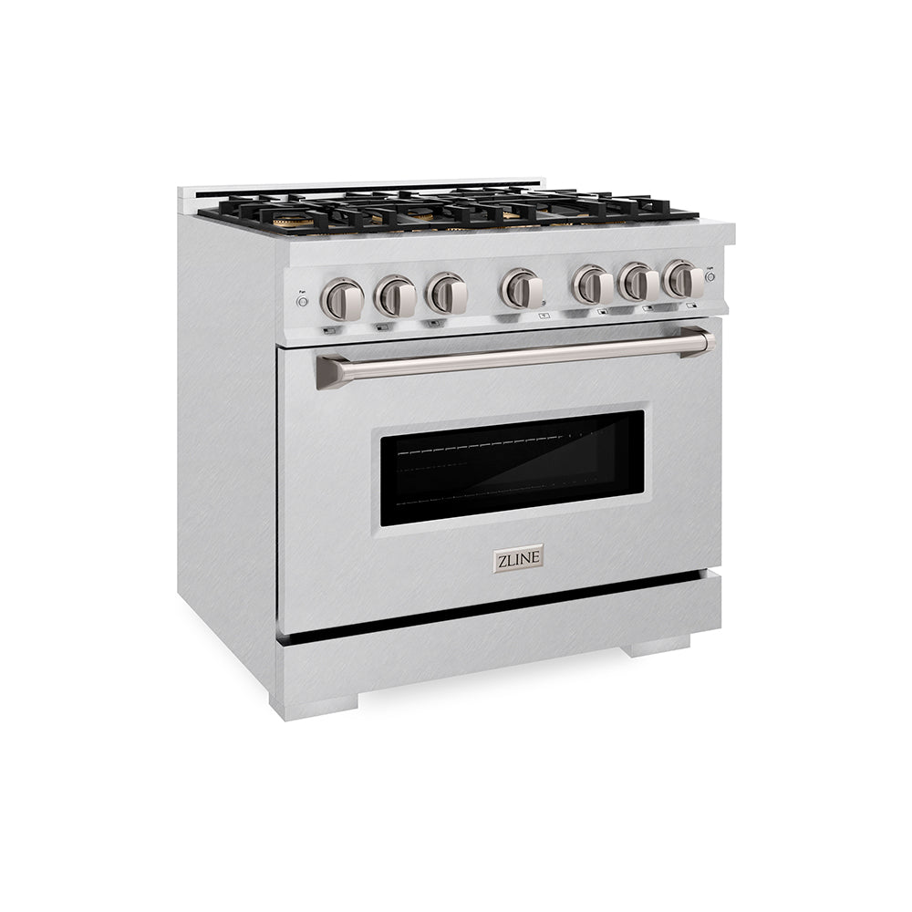 ZLINE 36 in. 5.2 cu. ft. Classic Dual Fuel Range with 6 Burner DuoPro™ Cooktop and Electric Convection Oven in Satin Stainless Steel (PCDRS-36)