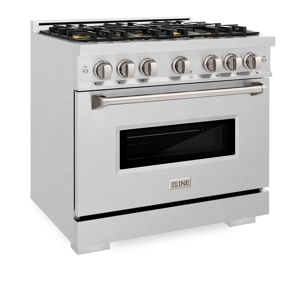 ZLINE 36 in. 5.2 cu. ft. Classic Dual Fuel Range with 6 Burner DuoPro™ Cooktop and Electric Convection Oven in Satin Stainless Steel (PCDRS-36)