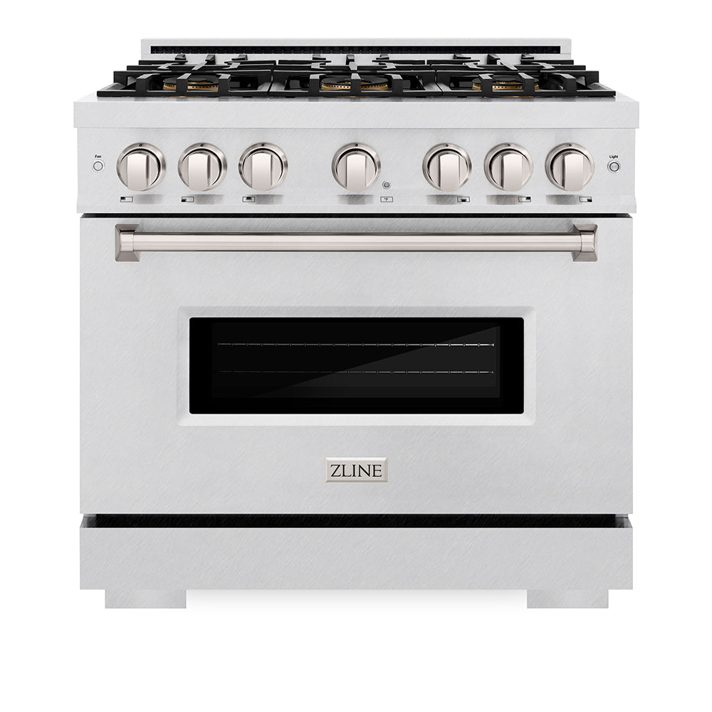 ZLINE 36 in. 5.2 cu. ft. Classic Dual Fuel Range with 6 Burner DuoPro™ Cooktop and Electric Convection Oven in Satin Stainless Steel (PCDRS-36)