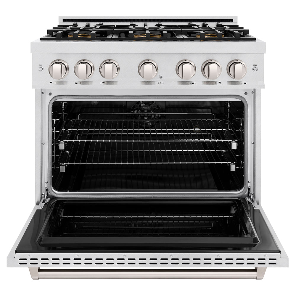 ZLINE 36 in. 5.2 cu. ft. Classic Dual Fuel Range with 6 Burner DuoPro™ Cooktop and Electric Convection Oven in Satin Stainless Steel (PCDRS-36)