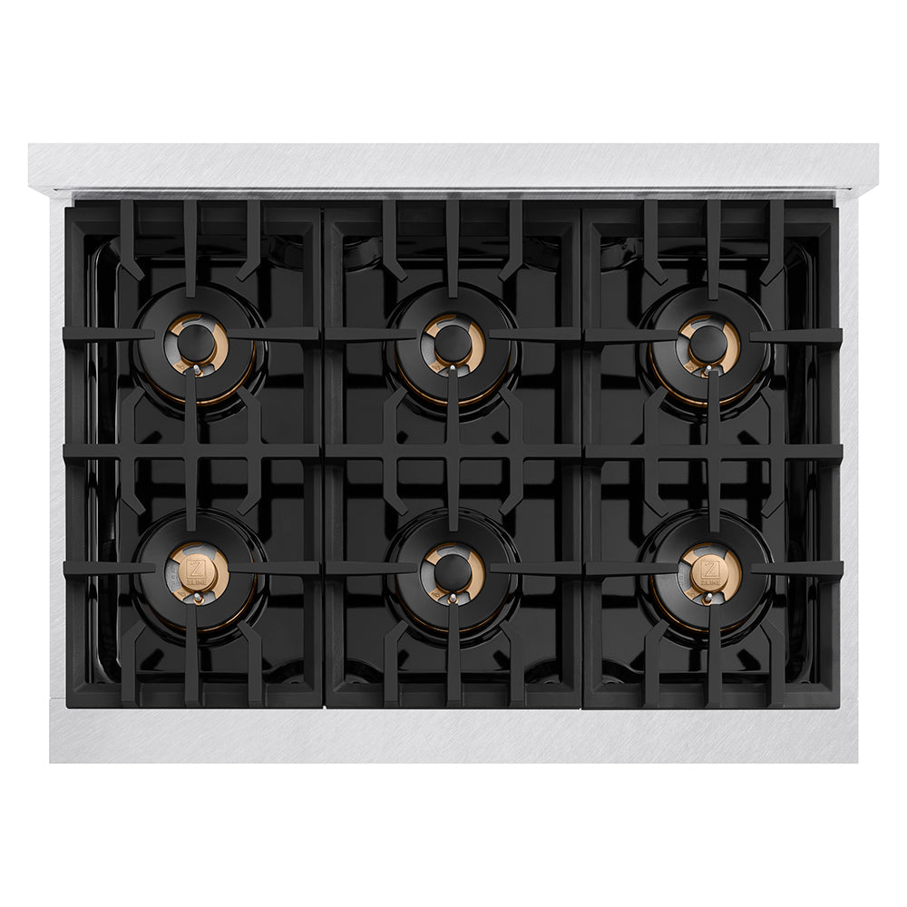 ZLINE 36 in. 5.2 cu. ft. Classic Dual Fuel Range with 6 Burner DuoPro™ Cooktop and Electric Convection Oven in Satin Stainless Steel (PCDRS-36)