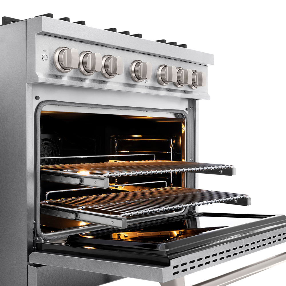 ZLINE 36 in. 5.2 cu. ft. Classic Dual Fuel Range with 6 Burner DuoPro™ Cooktop and Electric Convection Oven in Satin Stainless Steel (PCDRS-36)