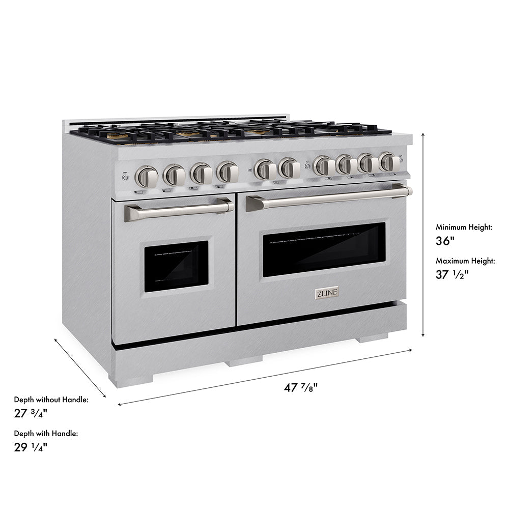 ZLINE 48 in. 6.7 cu. ft. Classic Dual Fuel Range with 8 Burner DuoPro™ Cooktop and Dual Ovens in Satin Stainless Steel with White Matte Doors (PCDRS-WM-48)