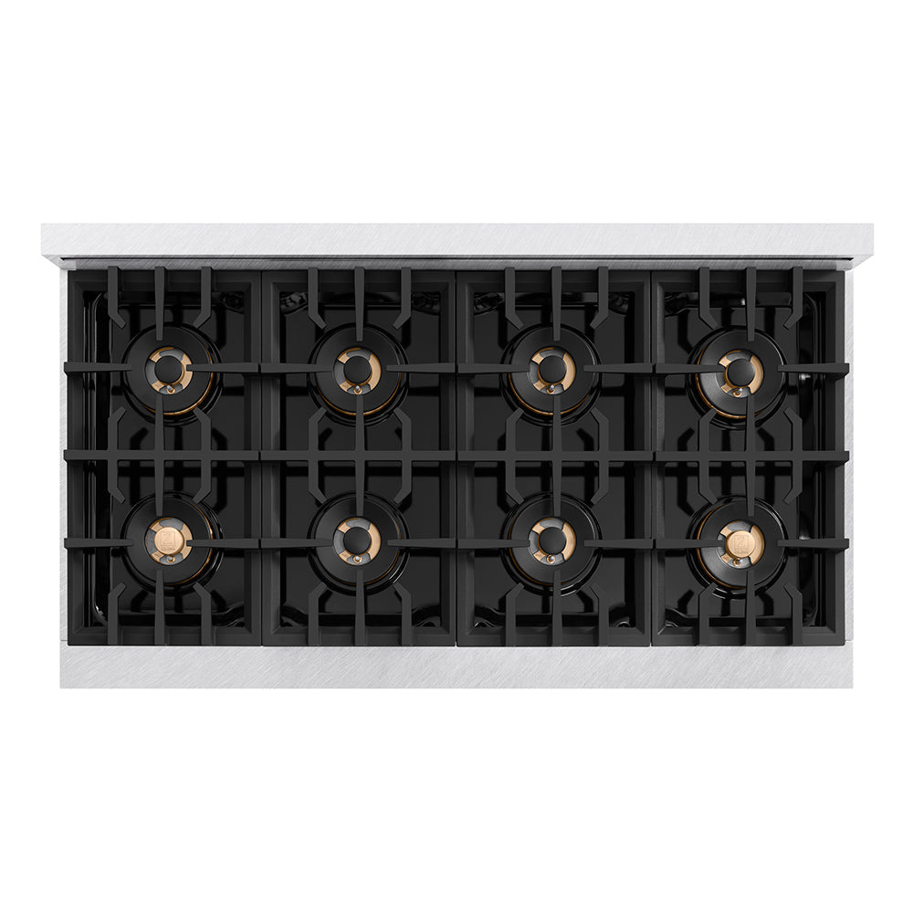 ZLINE Autograph Edition 48 in. 6.7 cu. ft. Classic Dual Fuel Range with 8 Burner DuoPro™ Cooktop and Dual Ovens in Stainless Steel and Champagne Bronze Accents (PCDRZ-48-CB)