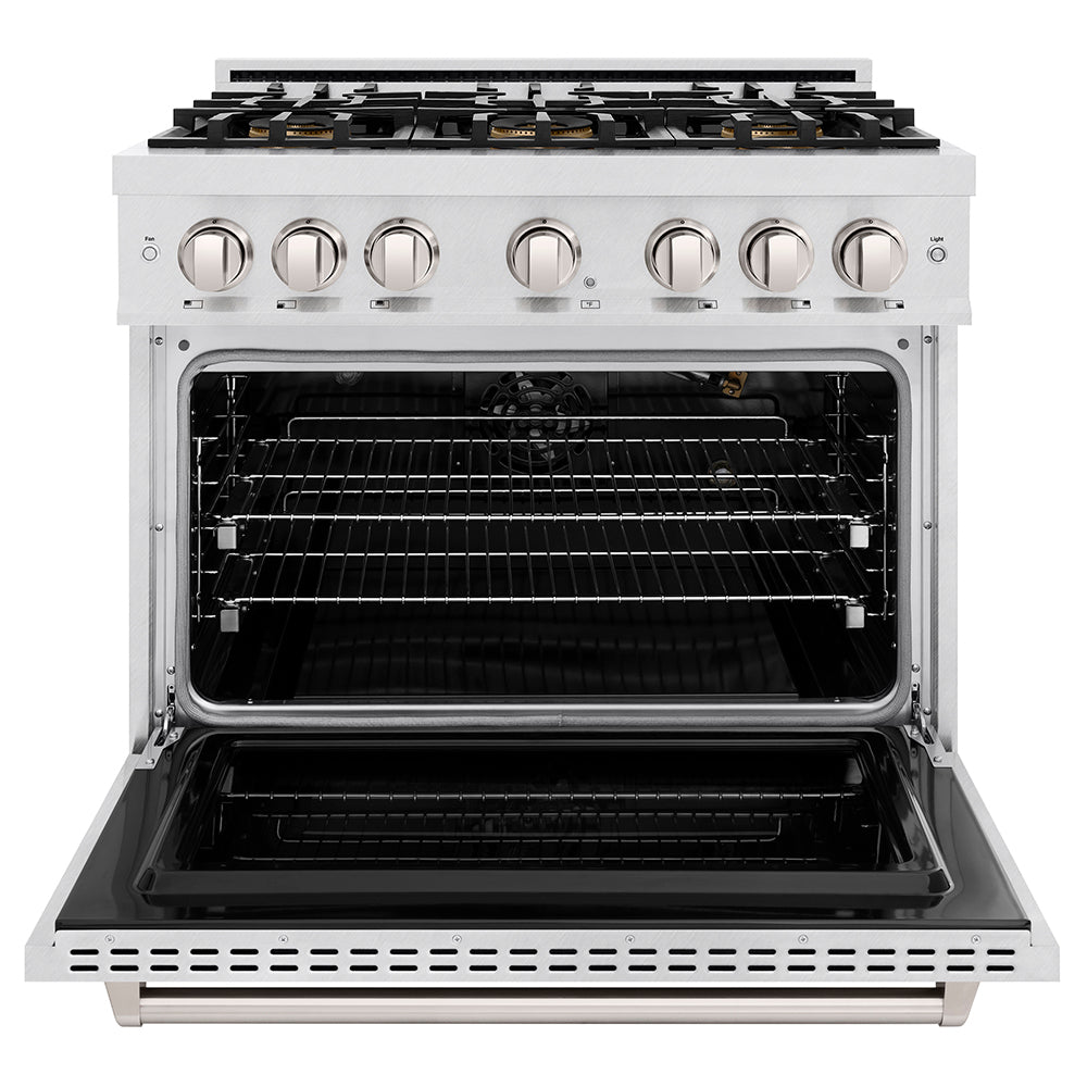 ZLINE 36 in. 5.2 cu. ft. Classic Gas Range with 6 Burner DuoPro™ Cooktop and Convection Gas Oven in Satin Stainless Steel (PCGRS-36)