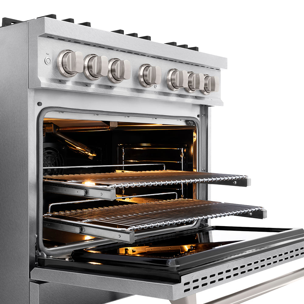 ZLINE 36 in. 5.2 cu. ft. Classic Gas Range with 6 Burner DuoPro™ Cooktop and Convection Gas Oven in Satin Stainless Steel (PCGRS-36)