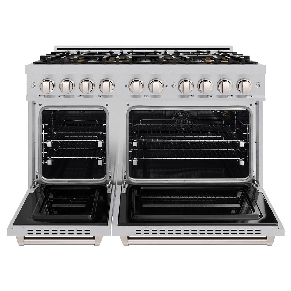 ZLINE 48 in. 6.7 cu. ft. Classic Gas Range with 8 Burner DuoPro™ Cooktop and Dual Ovens in Satin Stainless Steel (PCGRS-48)