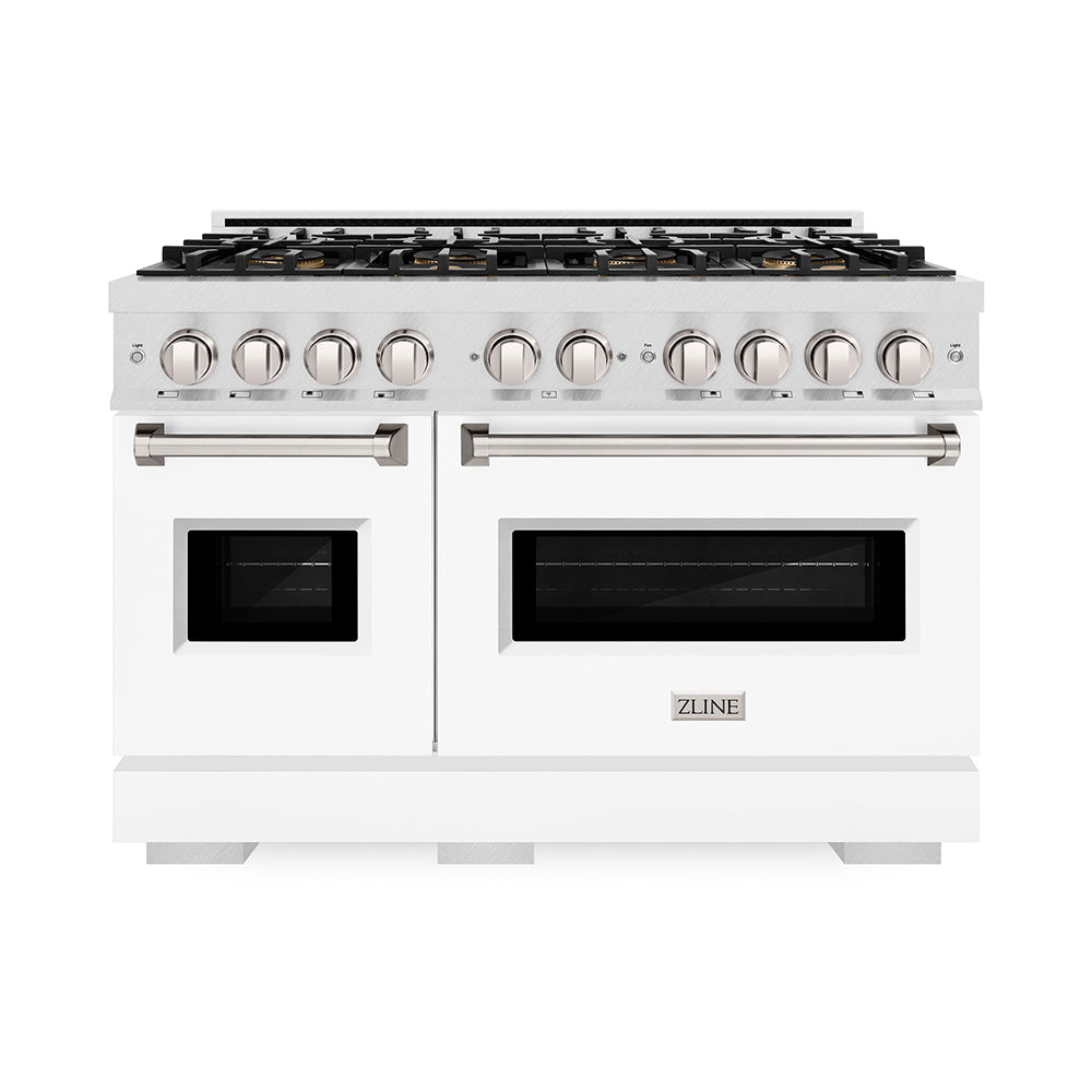 ZLINE 48 in. 6.7 cu. ft. Classic Gas Range with 8 Burner DuoPro™ Cooktop and Dual Ovens in Satin Stainless Steel (PCGRS-48)