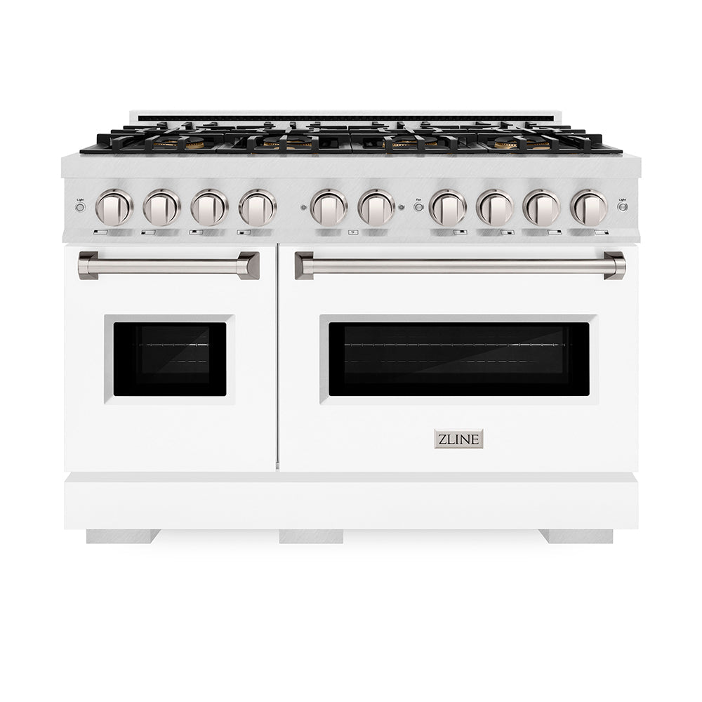 ZLINE 48 in. 6.7 cu. ft. Classic Gas Range with 8 Burner DuoPro™ Cooktop and Dual Ovens in Satin Stainless Steel (PCGRS-48)