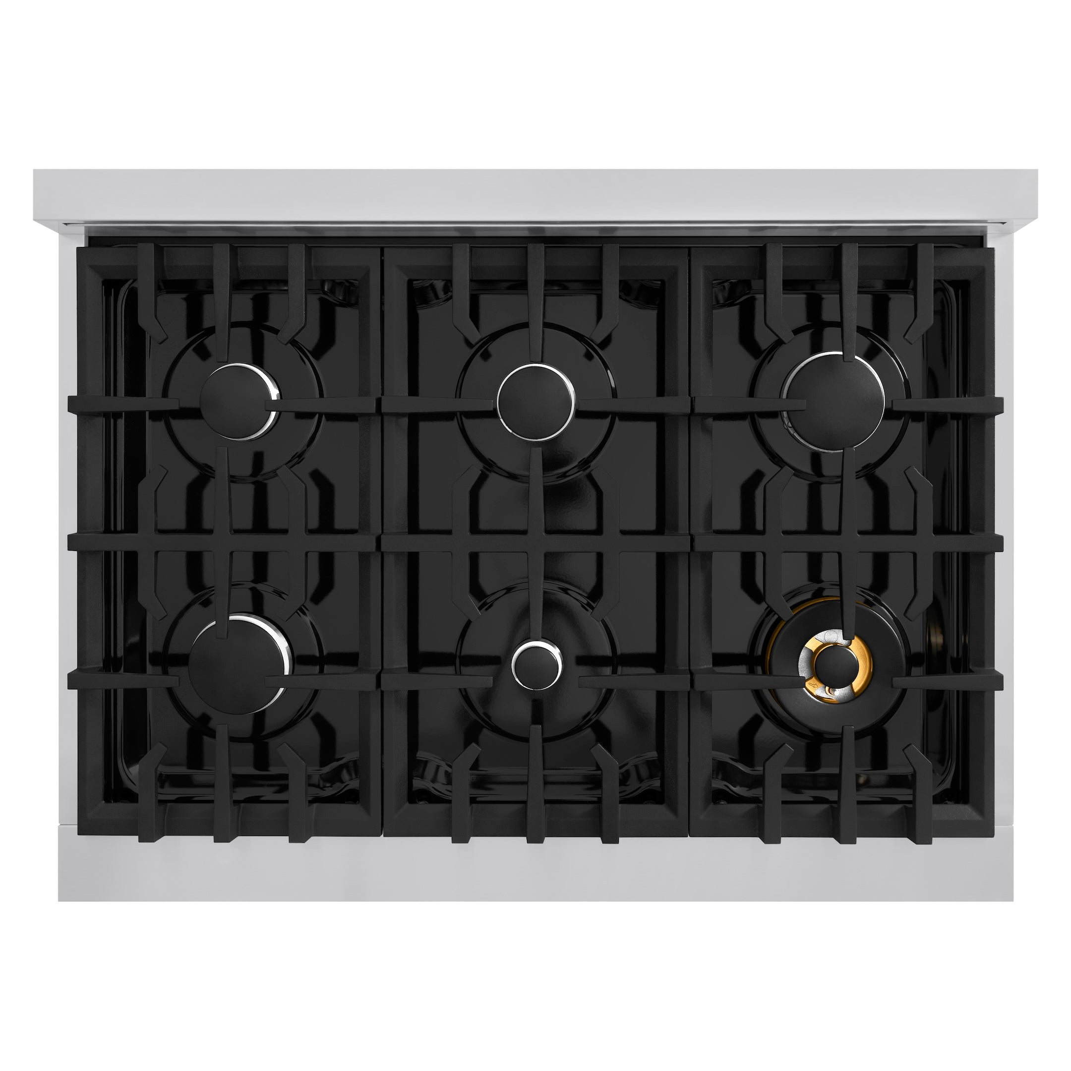 ZLINE 36 in. 5.2 cu. ft. Classic Dual Fuel Range with 6 Burner Gas Cooktop and Electric Convection Oven in Stainless Steel with Black Matte Door (CDR-BLM-36)