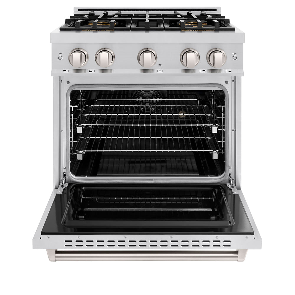 ZLINE 30 in. 4.2 cu. ft. Classic Dual Fuel Range with 4 Burner DuoPro™ Cooktop and Electric Convection Oven in Satin Stainless Steel (PCDRS-30)