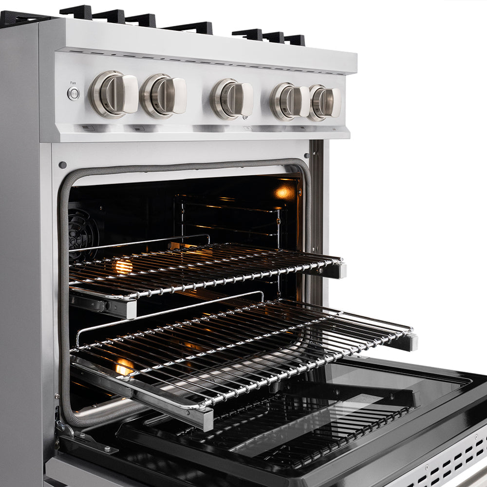 ZLINE 30 in. 4.2 cu. ft. Classic Dual Fuel Range with 4 Burner DuoPro™ Cooktop and Electric Convection Oven in Satin Stainless Steel (PCDRS-30)