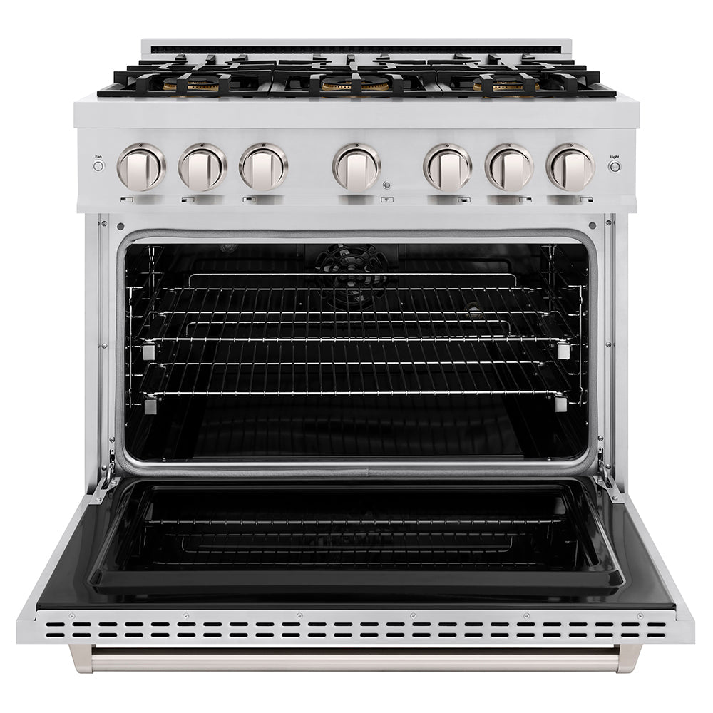 ZLINE 36 in. 5.2 cu. ft. Classic Dual Fuel Range with 6 Burner DuoPro™ Cooktop and Electric Convection Oven in Satin Stainless Steel (PCDRS-36)