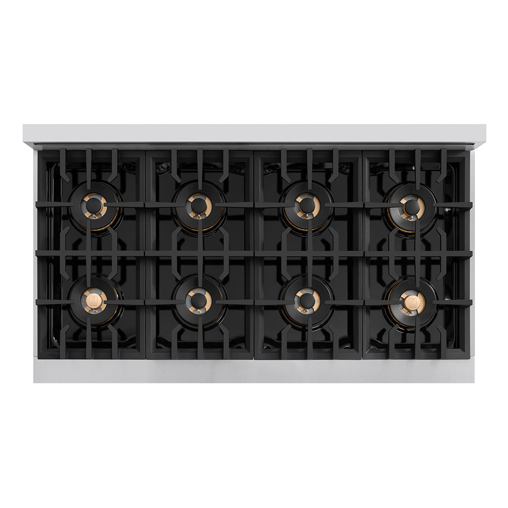 ZLINE Autograph Edition 48 in. 6.7 cu. ft. Classic Dual Fuel Range with 8 Burner DuoPro™ Cooktop and Dual Ovens in Stainless Steel and Champagne Bronze Accents (PCDRZ-48-CB)