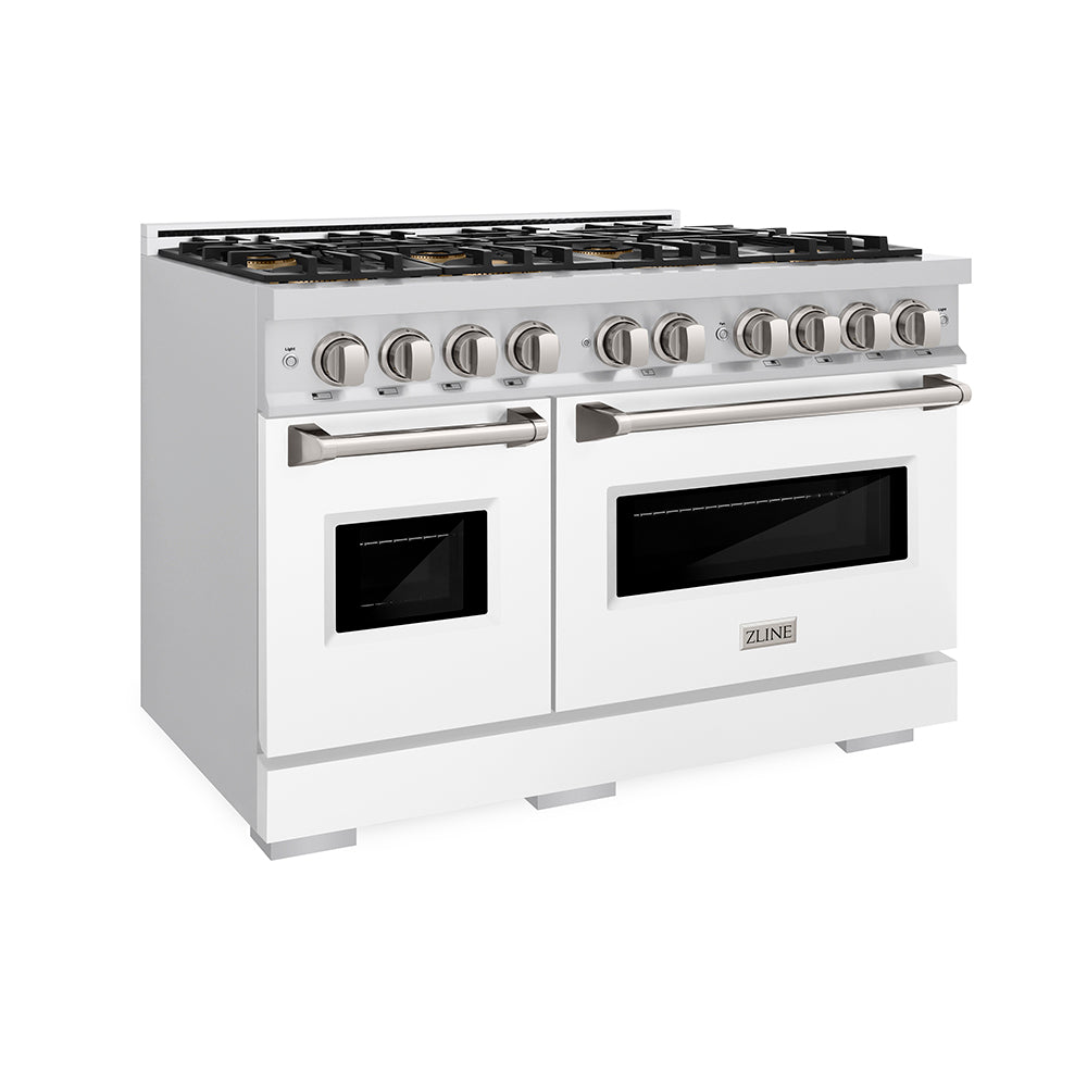 ZLINE 48 in. 6.7 cu. ft. Classic Gas Range with 8 Burner DuoPro™ Cooktop and Dual Ovens in Satin Stainless Steel (PCGRS-48)