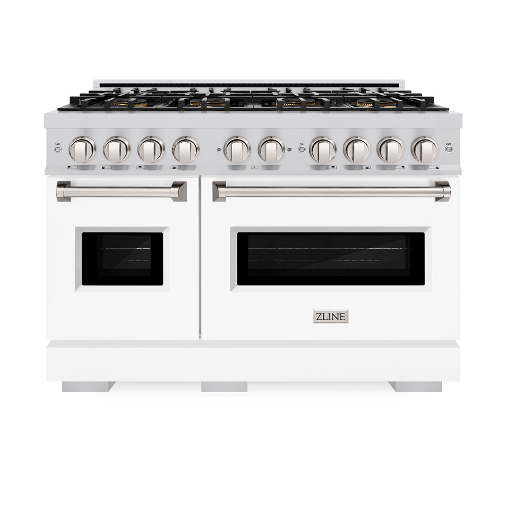 ZLINE 48 in. 6.7 cu. ft. Classic Gas Range with 8 Burner DuoPro™ Cooktop and Dual Ovens in Satin Stainless Steel (PCGRS-48)