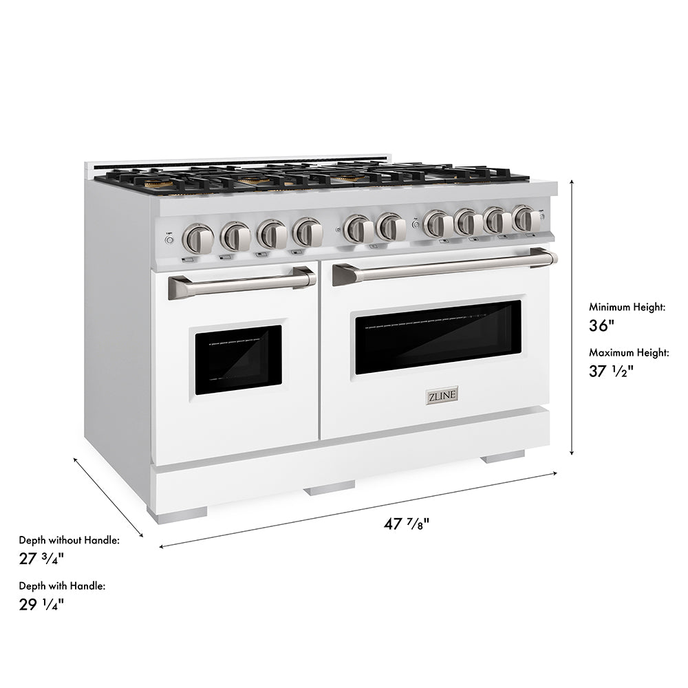 ZLINE 48 in. 6.7 cu. ft. Classic Gas Range with 8 Burner DuoPro™ Cooktop and Dual Ovens in Satin Stainless Steel (PCGRS-48)
