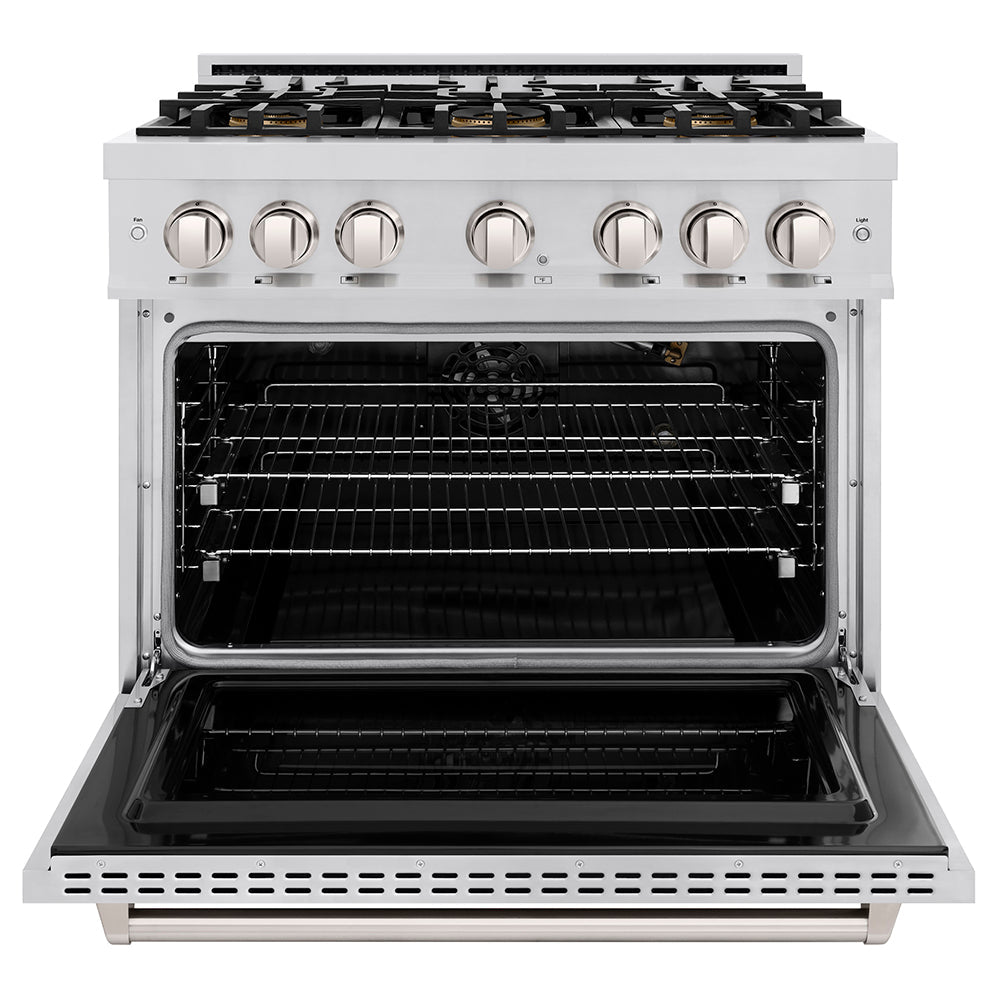 ZLINE 36 in. 5.2 cu. ft. Classic Gas Range with 6 Burner DuoPro™ Cooktop and Convection Gas Oven in Satin Stainless Steel (PCGRS-36)