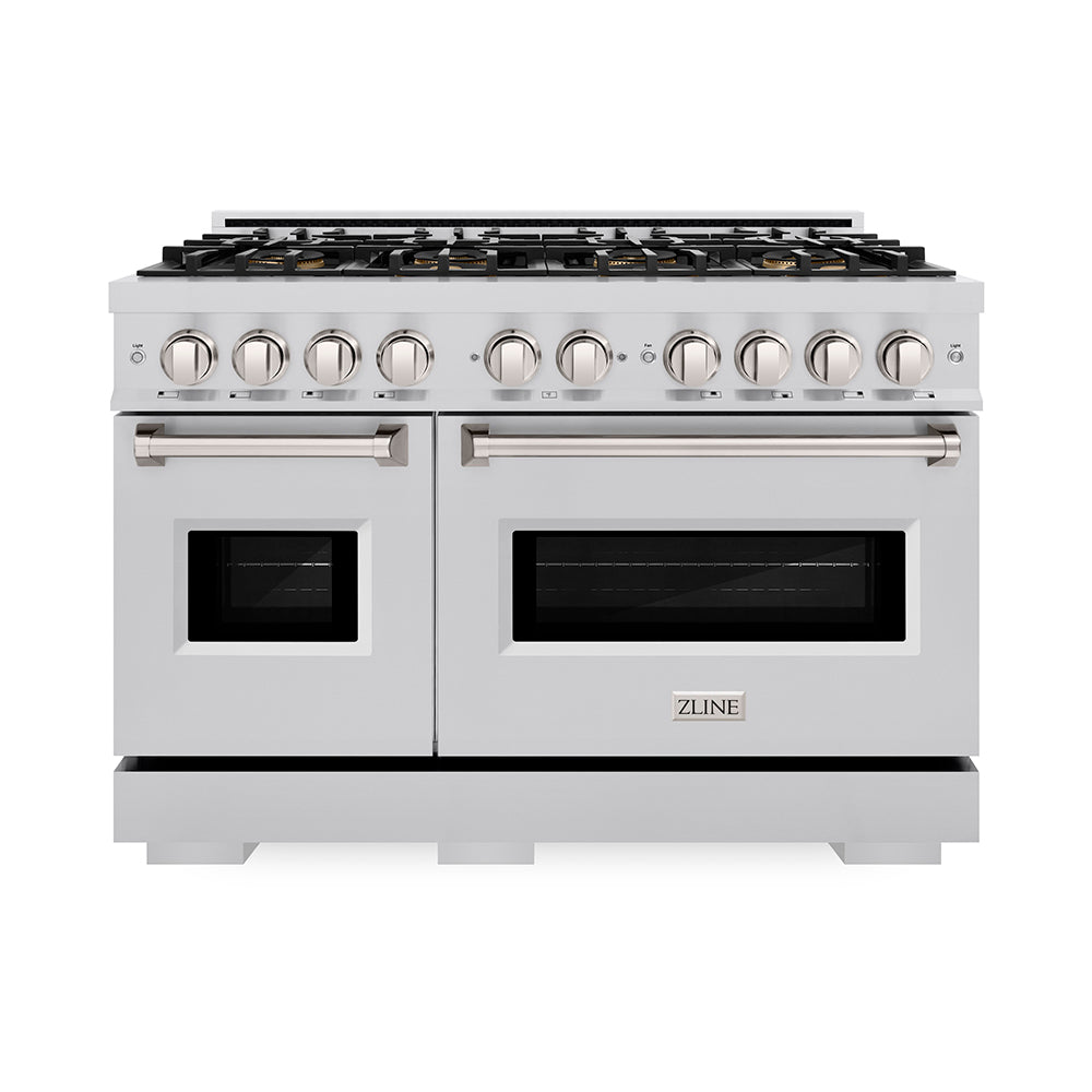 ZLINE 48 in. 6.7 cu. ft. Classic Gas Range with 8 Burner DuoPro™ Cooktop and Dual Ovens in Satin Stainless Steel (PCGRS-48)