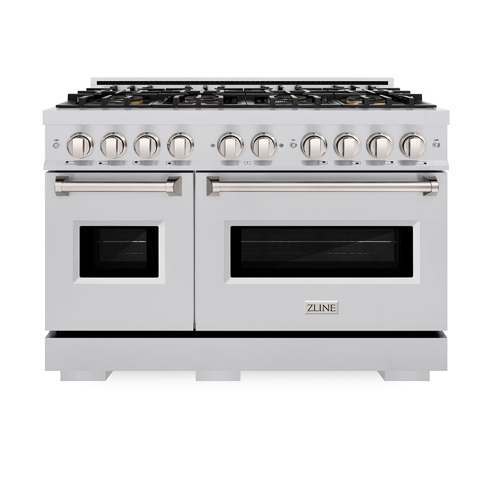 ZLINE 48 in. 6.7 cu. ft. Classic Gas Range with 8 Burner DuoPro™ Cooktop and Dual Ovens in Satin Stainless Steel (PCGRS-48)