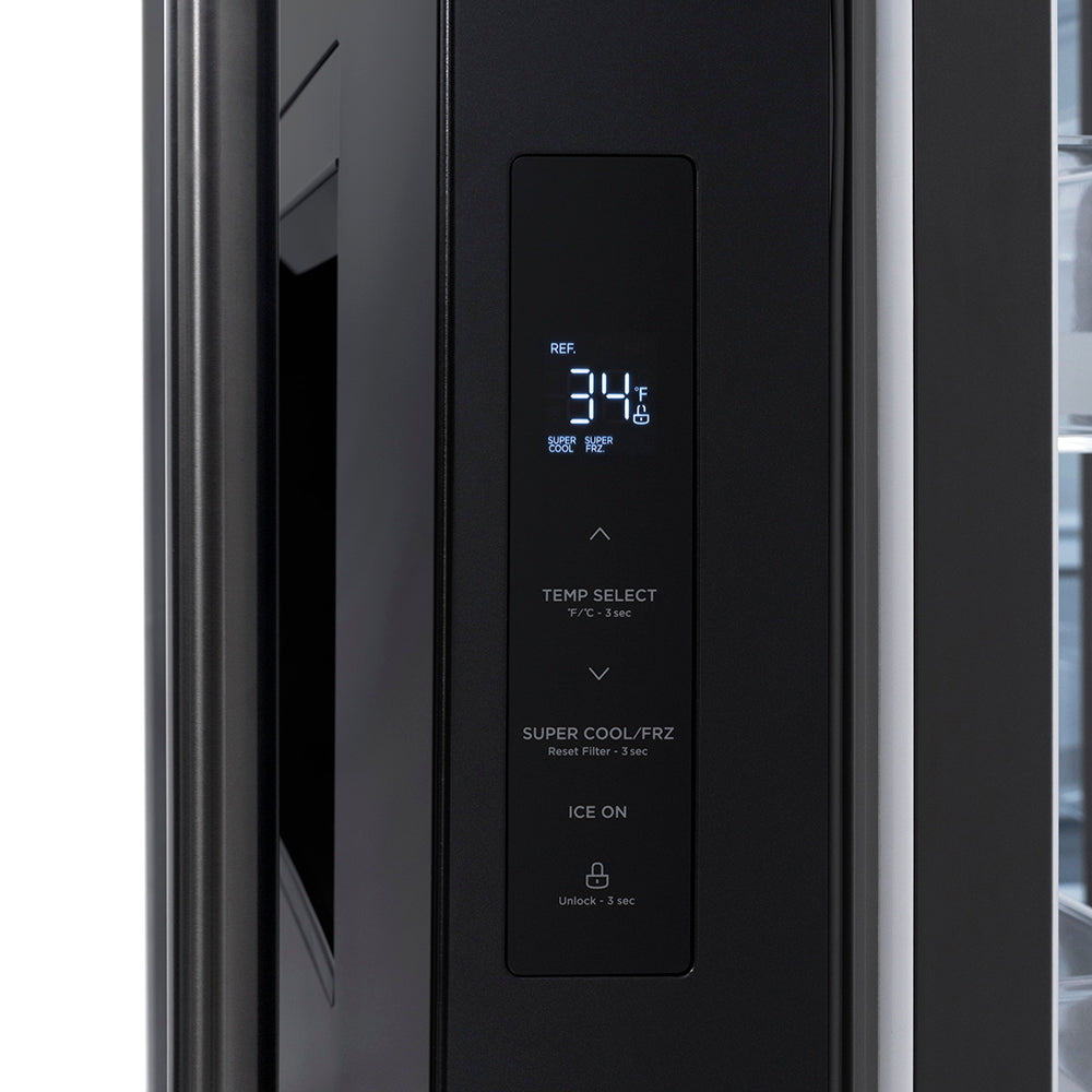 ZLINE 36 in. 28.9 cu. ft. Standard-Depth French Door External Water Dispenser Refrigerator with Dual Ice Maker in Fingerprint-Resistant Black Stainless Steel (RSM-W-36-BS)