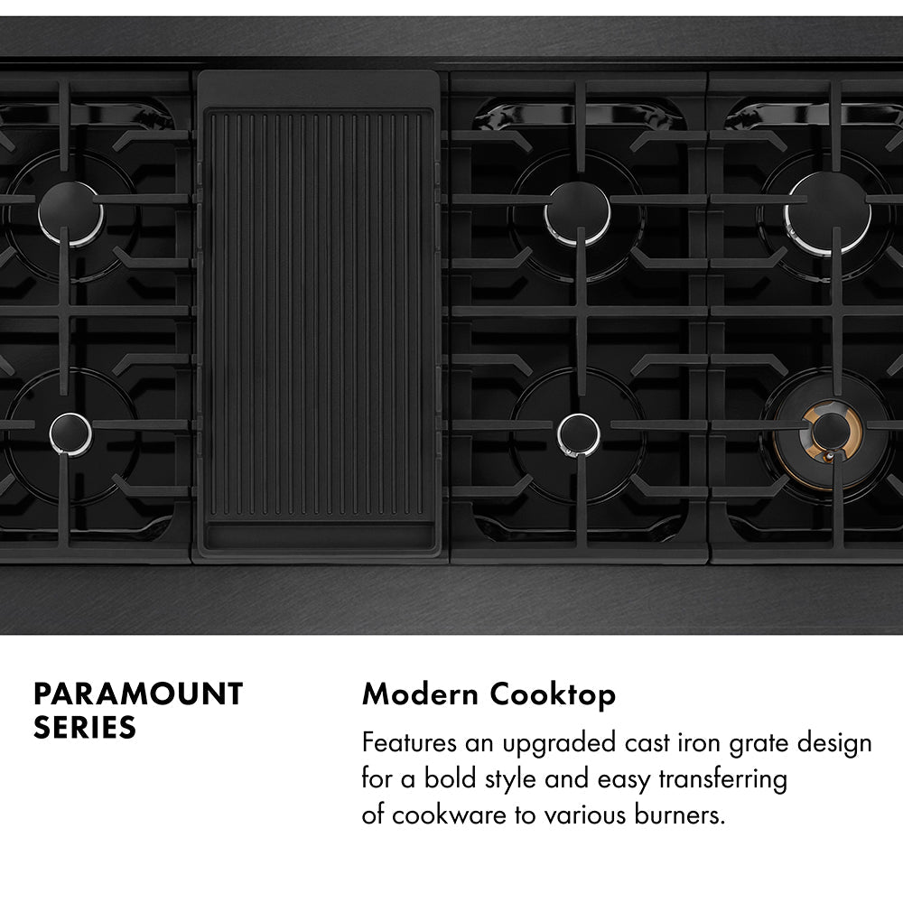 ZLINE 48 in. 6.7 cu. ft. Paramount Double Oven Dual Fuel Range with 8 Burner Gas Cooktop in Stainless Steel with Black Matte Doors (SDR-BLM-48)