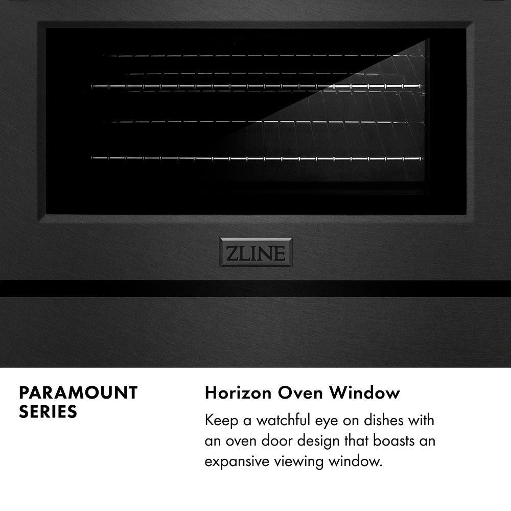 ZLINE 48 in. 6.7 cu. ft. Paramount Double Oven Dual Fuel Range with 8 Burner Gas Cooktop in Stainless Steel with Black Matte Doors (SDR-BLM-48)