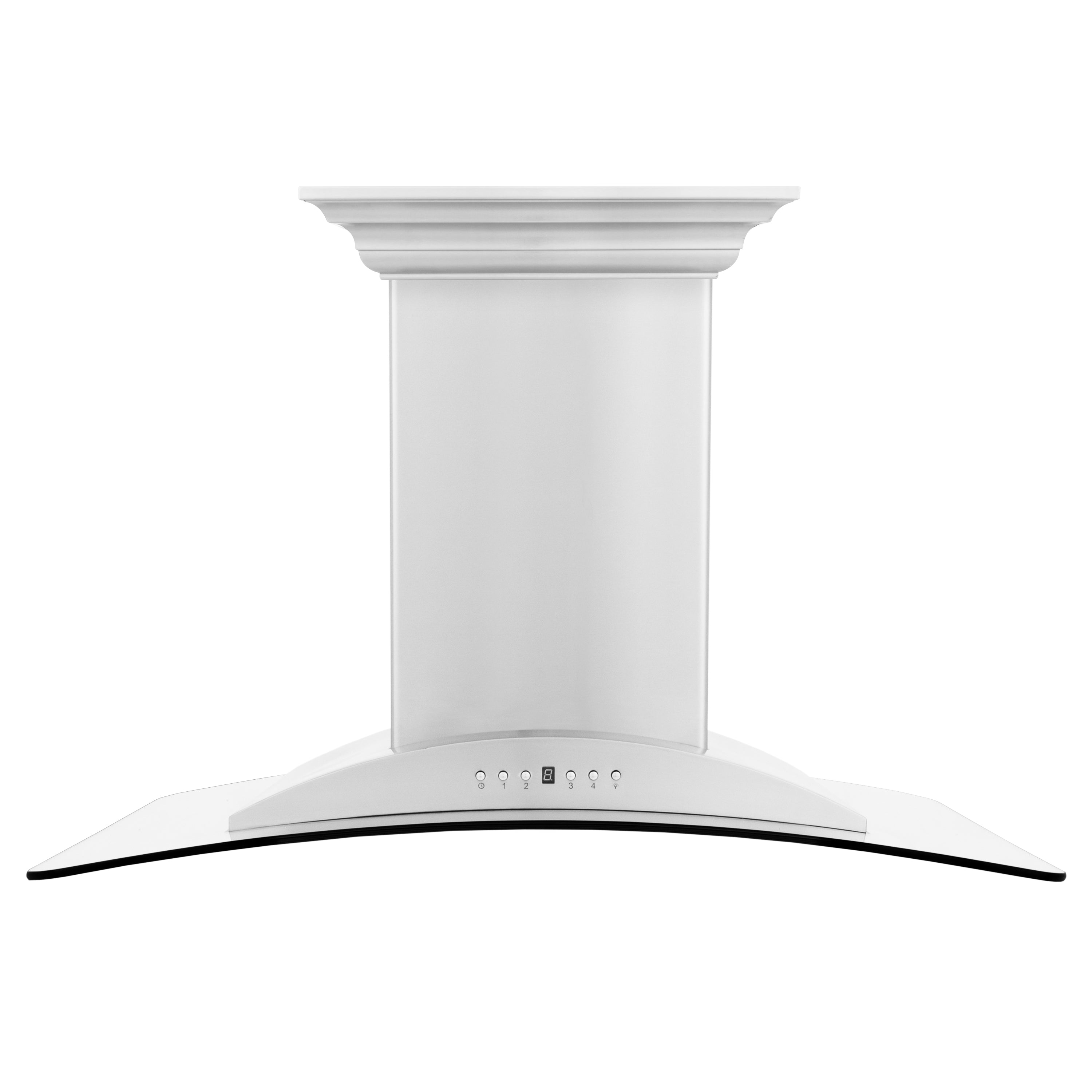 36" ZLINE CrownSoundâ¢Ducted Vent Island Mount Range Hood in Stainless Steel with Built-in Bluetooth Speakers (GL9iCRN-BT-36)
