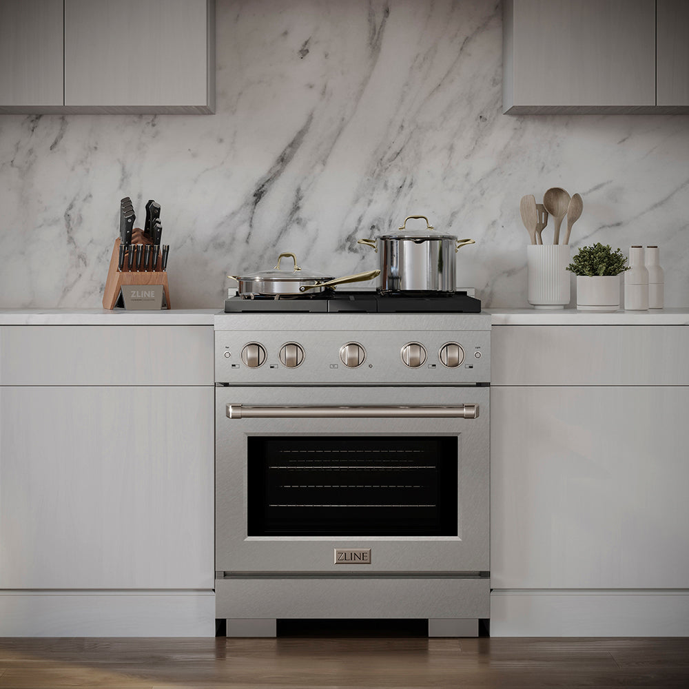 ZLINE 30 in. 4.2 cu. ft. Paramount Dual Fuel Range with 4 Burner DuoPro™ Cooktop and Electric Convection Oven with Black Matte Door (PSDR-BLM-30)