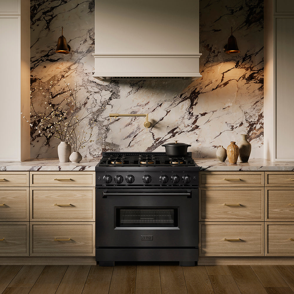 ZLINE 36 in. 5.2 cu. ft. Classic Gas Range with 6 Burner DuoPro™ Cooktop and Convection Gas Oven in Satin Stainless Steel (PCGRS-36)