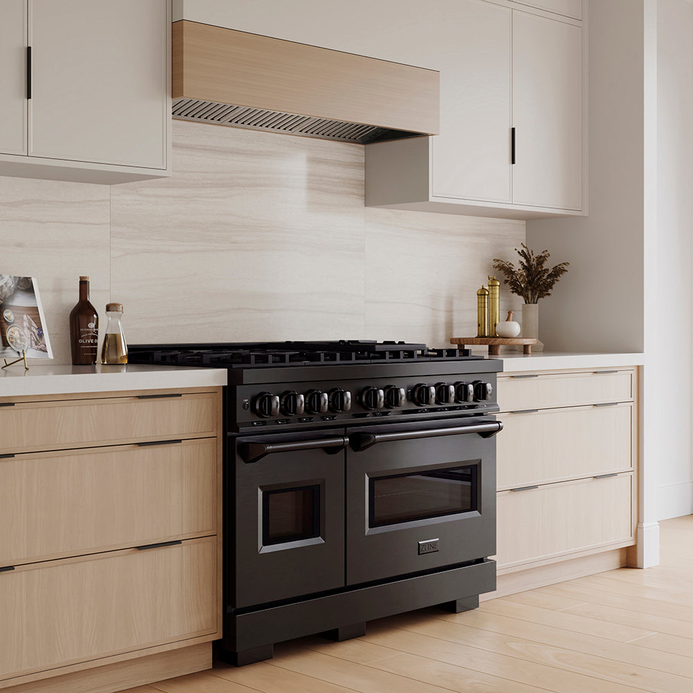 ZLINE 48 in. 6.7 cu. ft. Classic Dual Fuel Range with 8 Burner DuoPro™ Cooktop and Dual Ovens in Satin Stainless Steel with White Matte Doors (PCDRS-WM-48)