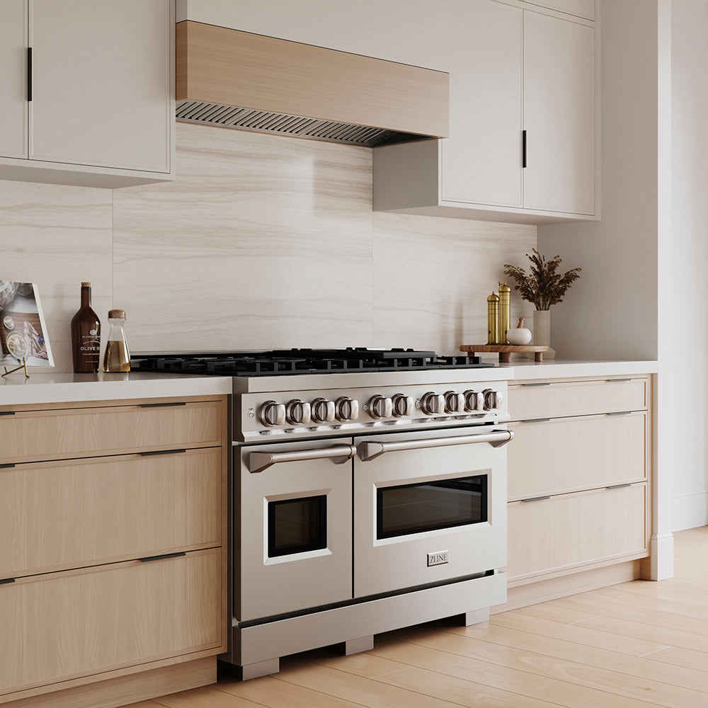 ZLINE 48 in. 6.7 cu. ft. Classic Gas Range with 8 Burner DuoPro™ Cooktop and Dual Ovens in Satin Stainless Steel (PCGRS-48)