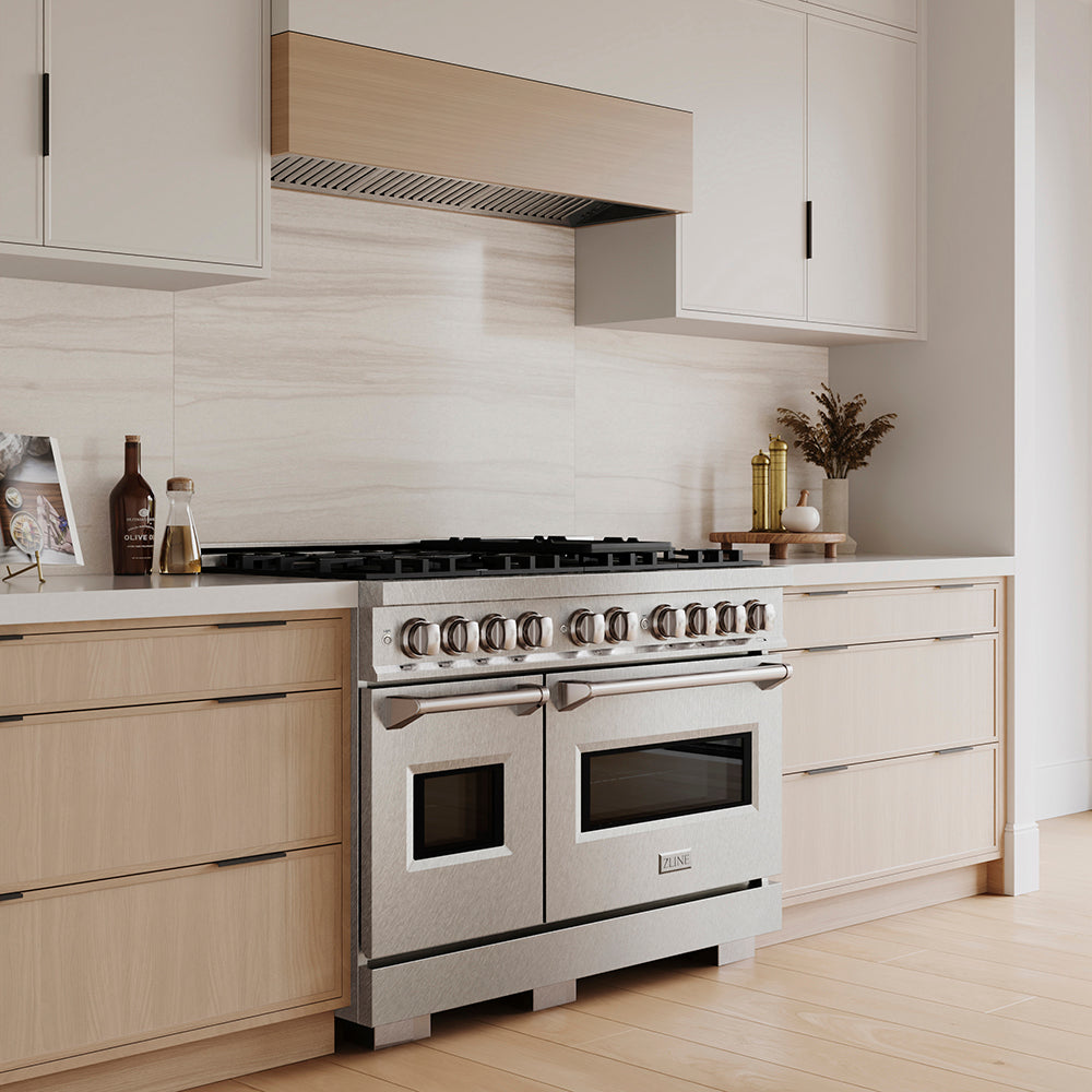 ZLINE 48 in. 6.7 cu. ft. Classic Gas Range with 8 Burner DuoPro™ Cooktop and Dual Ovens in Satin Stainless Steel (PCGRS-48)