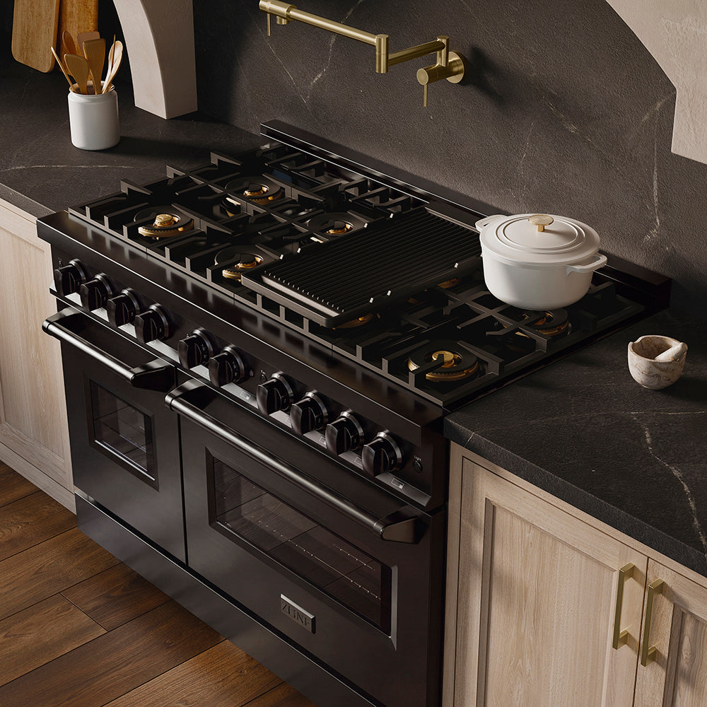 ZLINE 48 in. 6.7 cu. ft. Classic Gas Range with 8 Burner DuoPro™ Cooktop and Dual Ovens in Satin Stainless Steel (PCGRS-48)