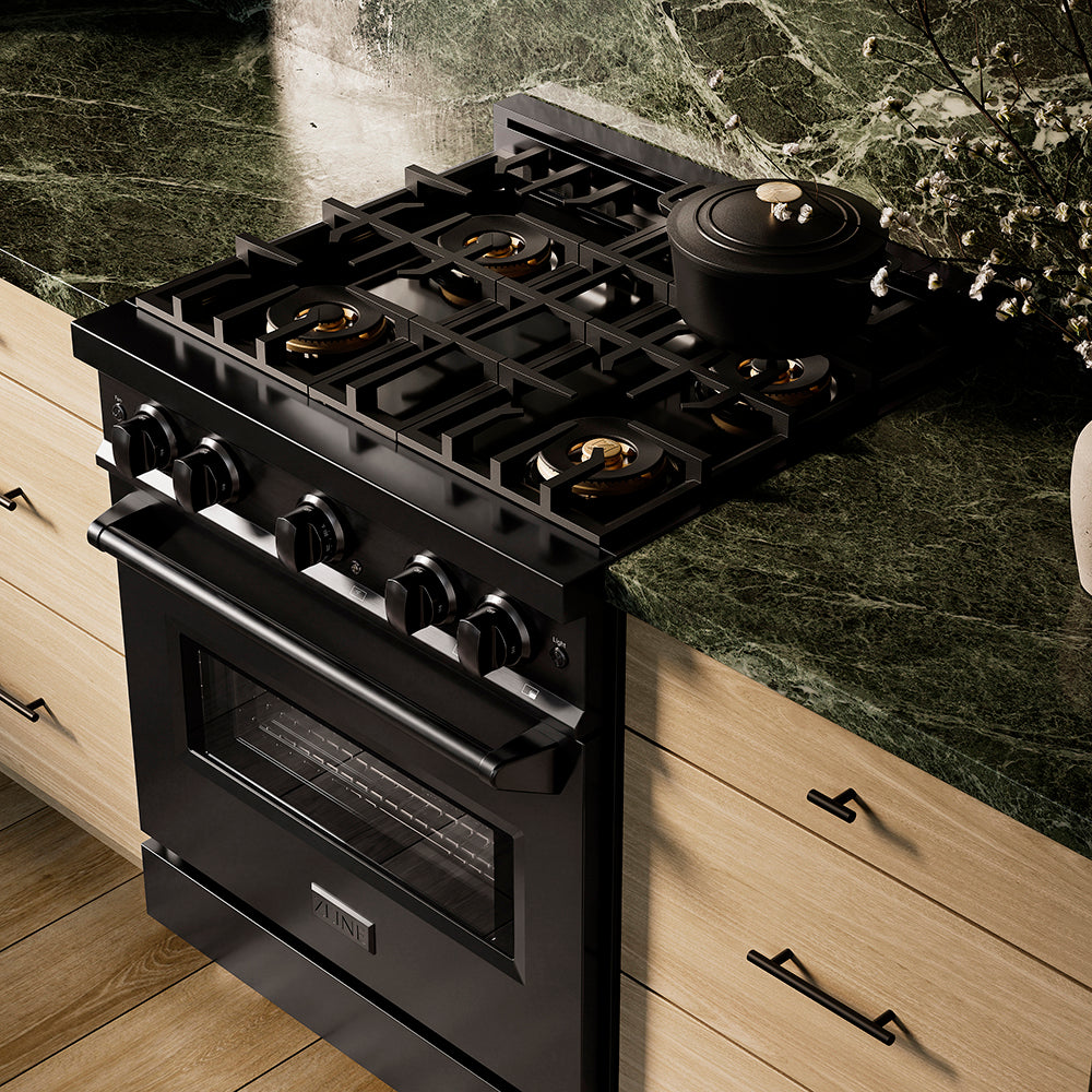ZLINE 30 in. 4.2 cu. ft. Classic Gas Range with 4 Burner DuoPro™ Cooktop and Convection Gas Oven in Satin Stainless Steel (PCGRS-30)