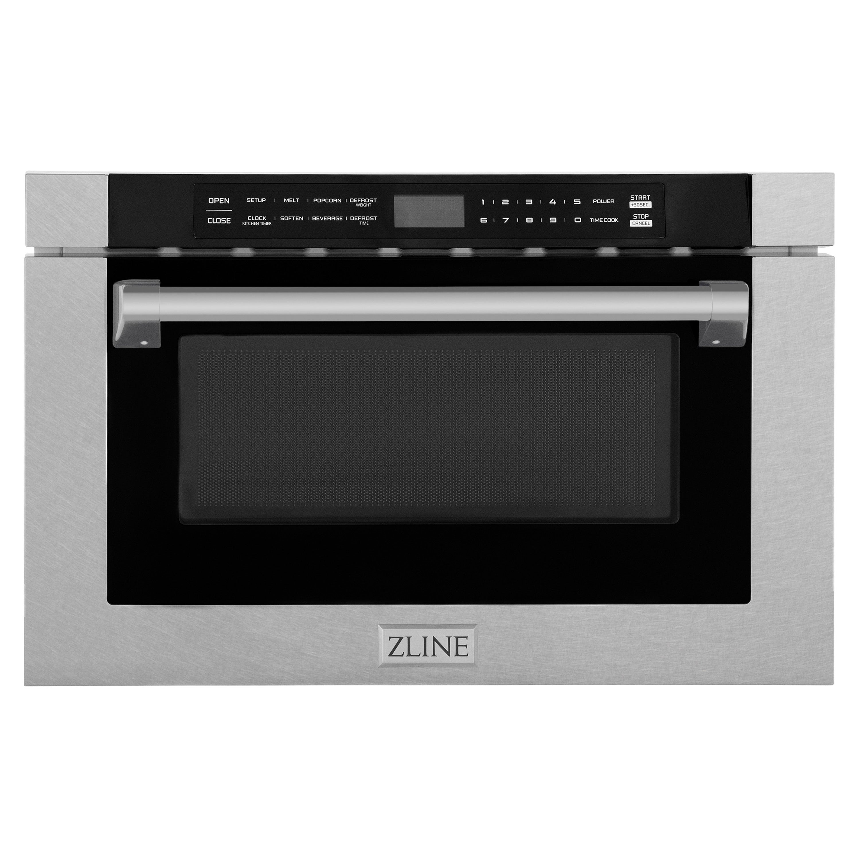 ZLINE Autograph Edition 24" 1.2 cu. ft. Built-in Microwave Drawer with a Traditional Handle in Fingerprint Resistant Stainless Steel and Champagne Bronze Accents