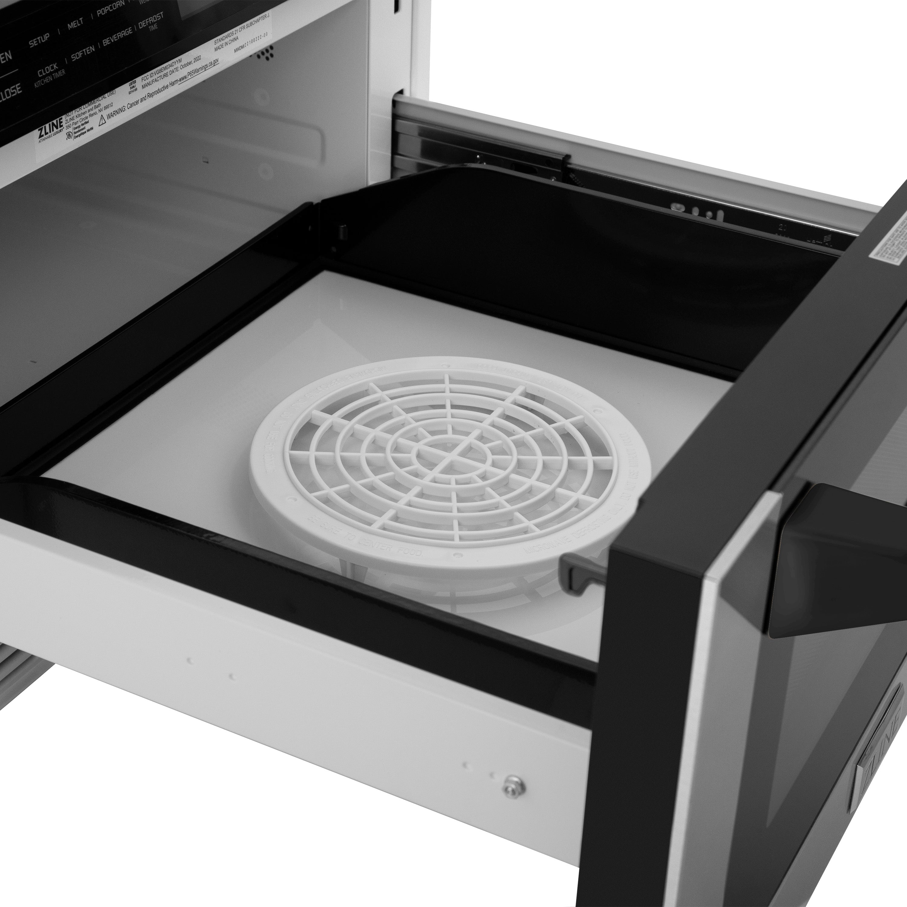 ZLINE Autograph Edition 24" 1.2 cu. ft. Built-in Microwave Drawer with a Traditional Handle in Stainless Steel and Matte Black Accents