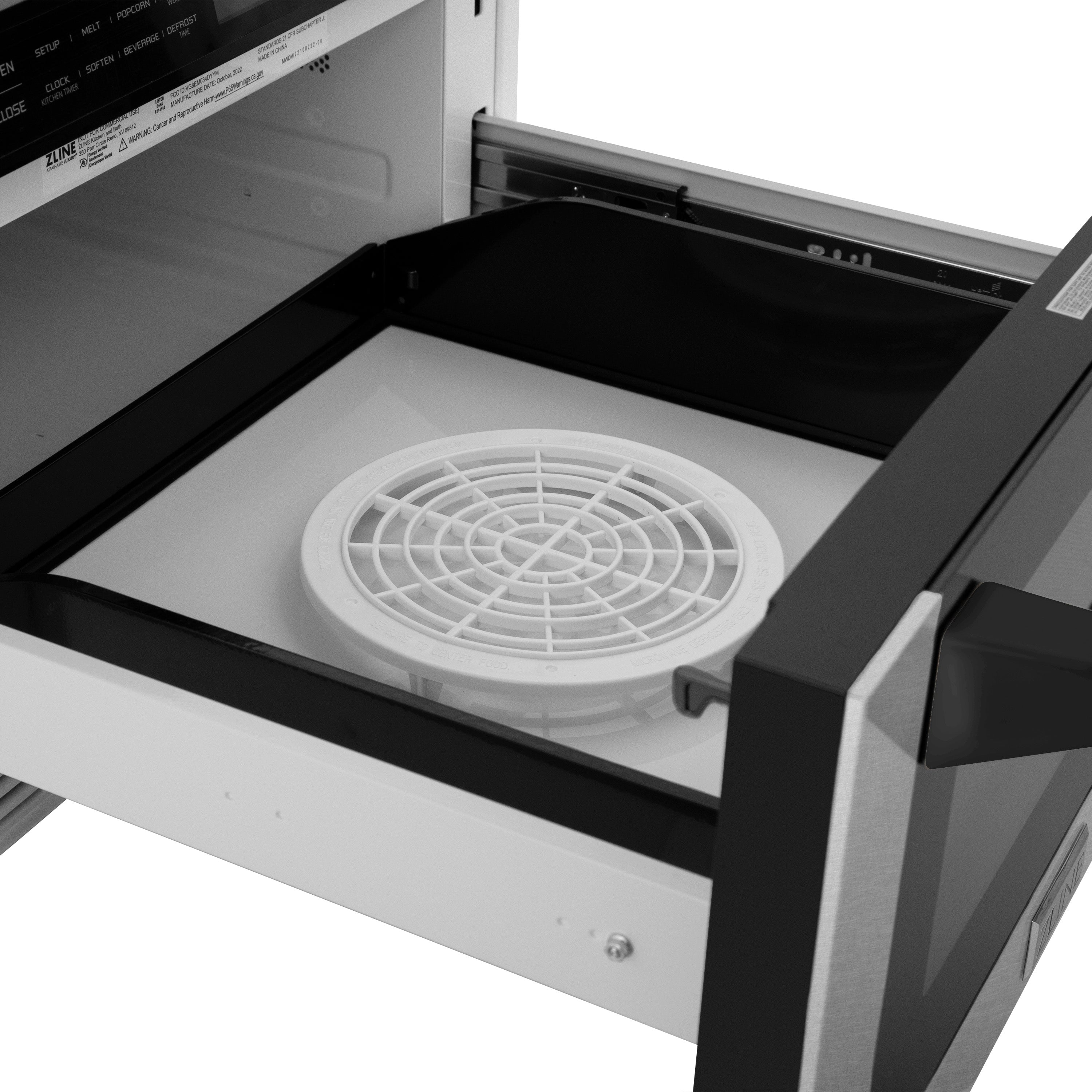 ZLINE Autograph Edition 24" 1.2 cu. ft. Built-in Microwave Drawer with a Traditional Handle in Fingerprint Resistant Stainless Steel and Matte Black Accents