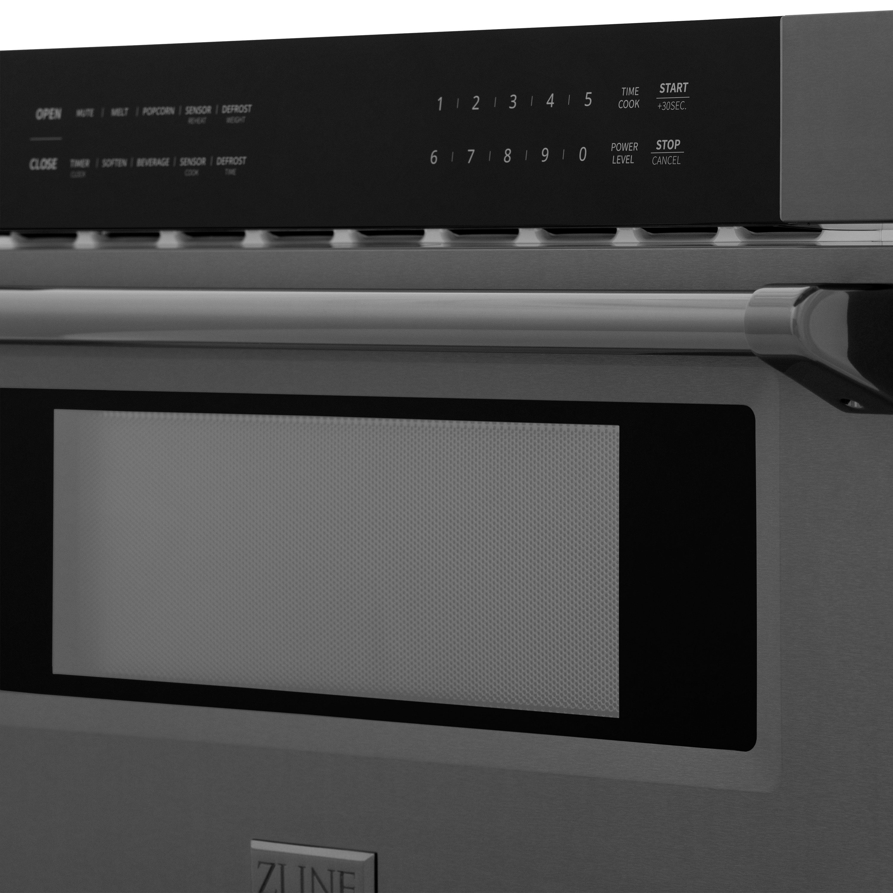 ZLINE 30" 1.2 cu. ft. Built-in Microwave Drawer in Black Stainless Steel