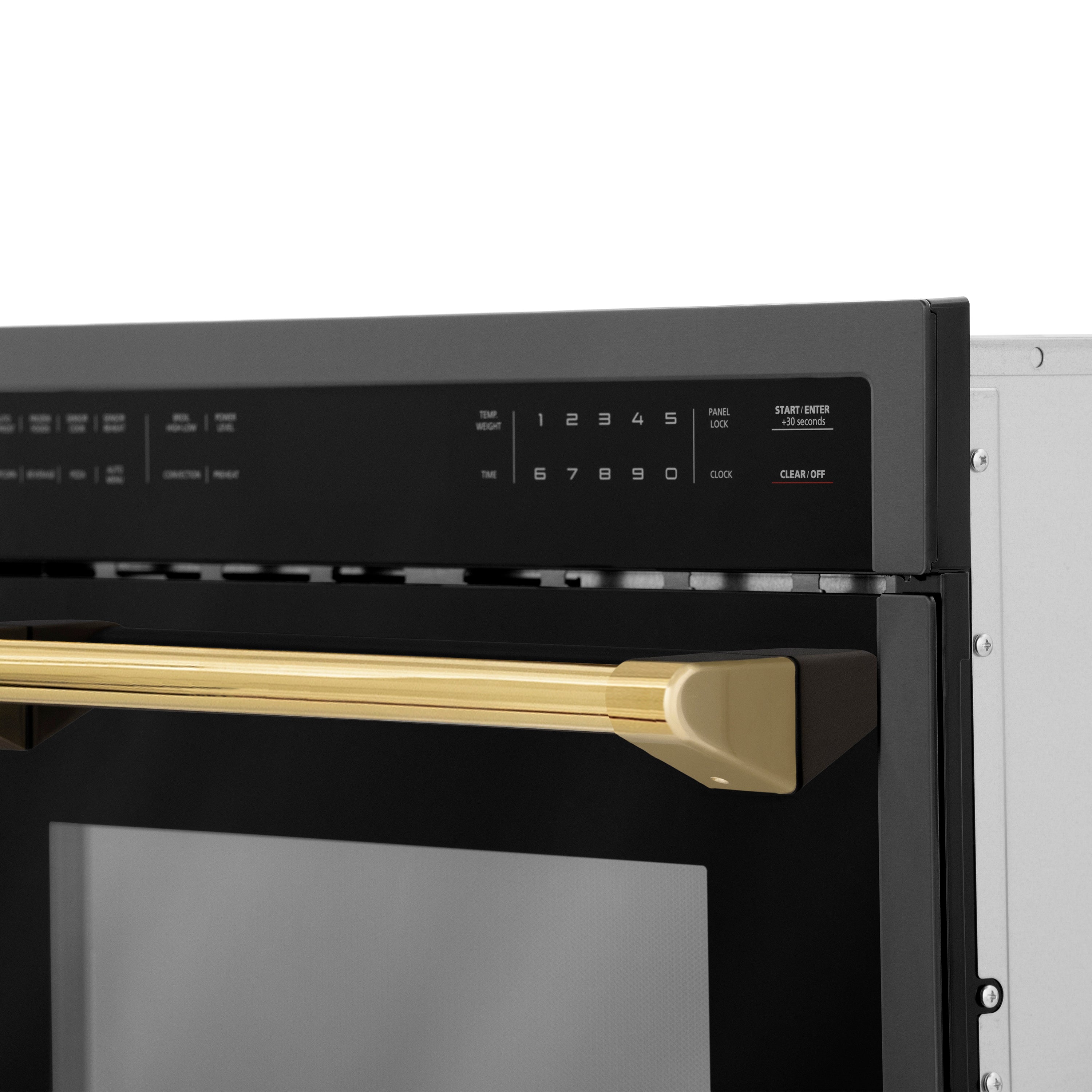 ZLINE Autograph Edition 24" 1.6 cu ft. Built-in Convection Microwave Oven in Black Stainless Steel and Polished Gold Accents (MWOZ-24-BS-G0
