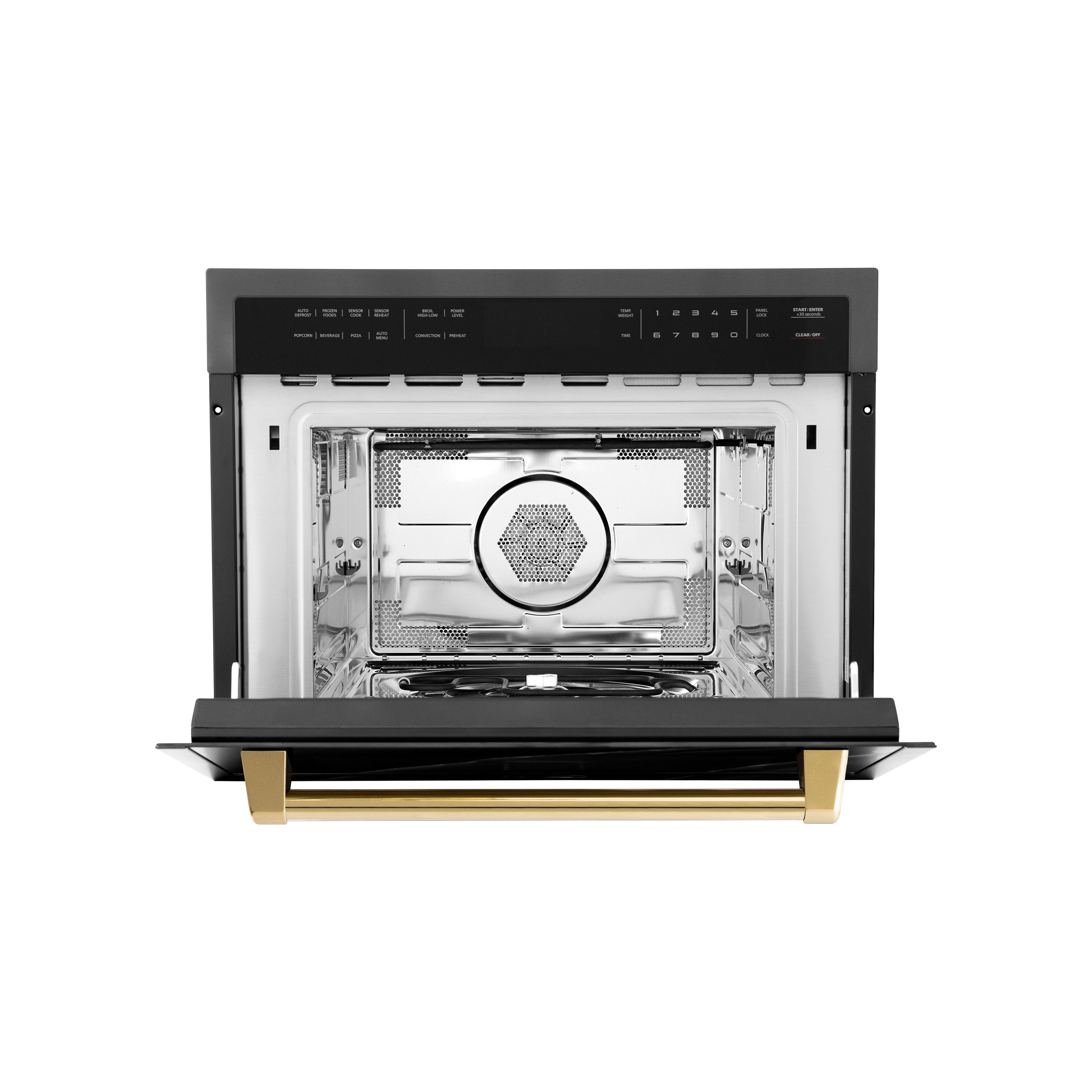 ZLINE Autograph Edition 24" 1.6 cu ft. Built-in Convection Microwave Oven in Black Stainless Steel and Polished Gold Accents (MWOZ-24-BS-G0