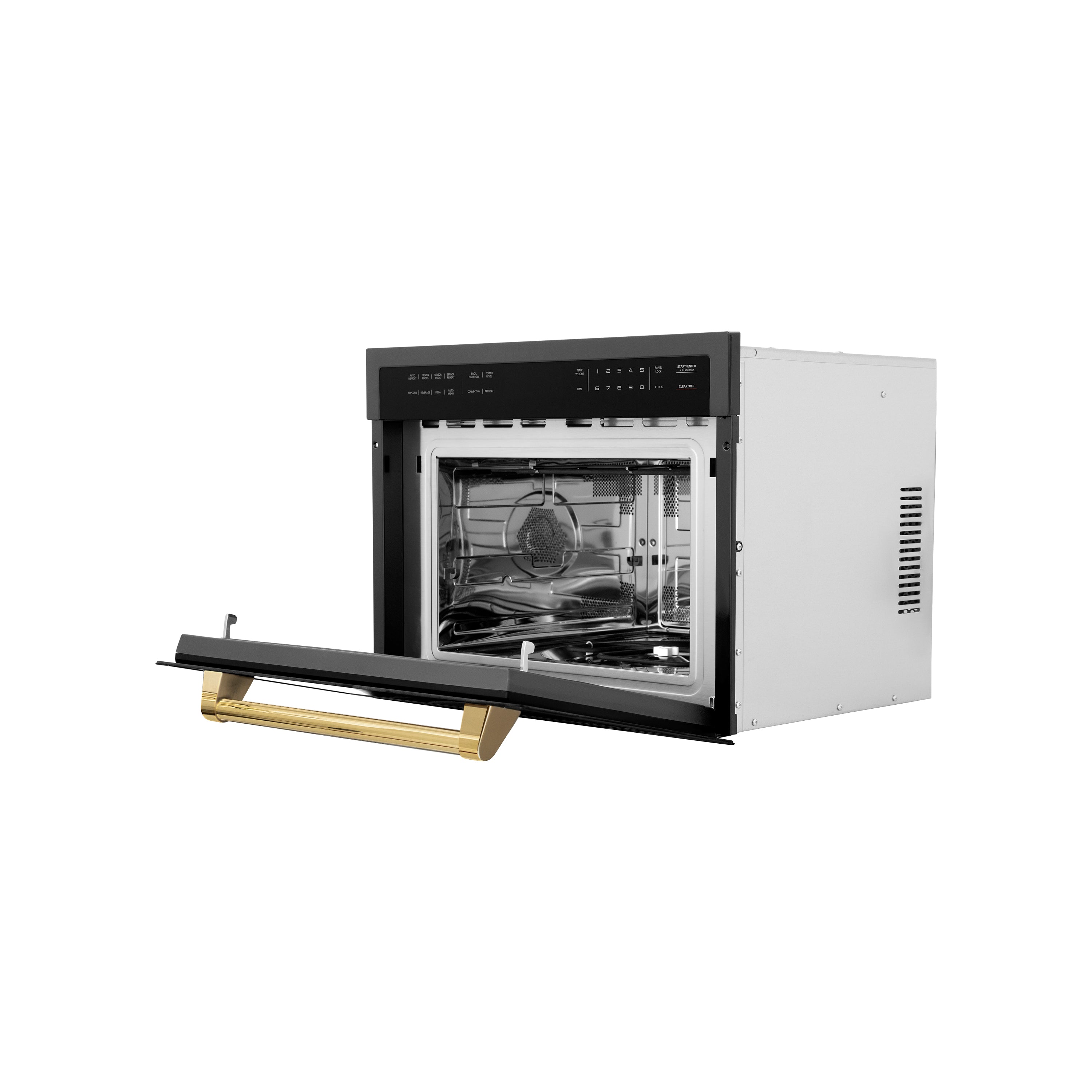 ZLINE Autograph Edition 24" 1.6 cu ft. Built-in Convection Microwave Oven in Black Stainless Steel and Polished Gold Accents (MWOZ-24-BS-G0