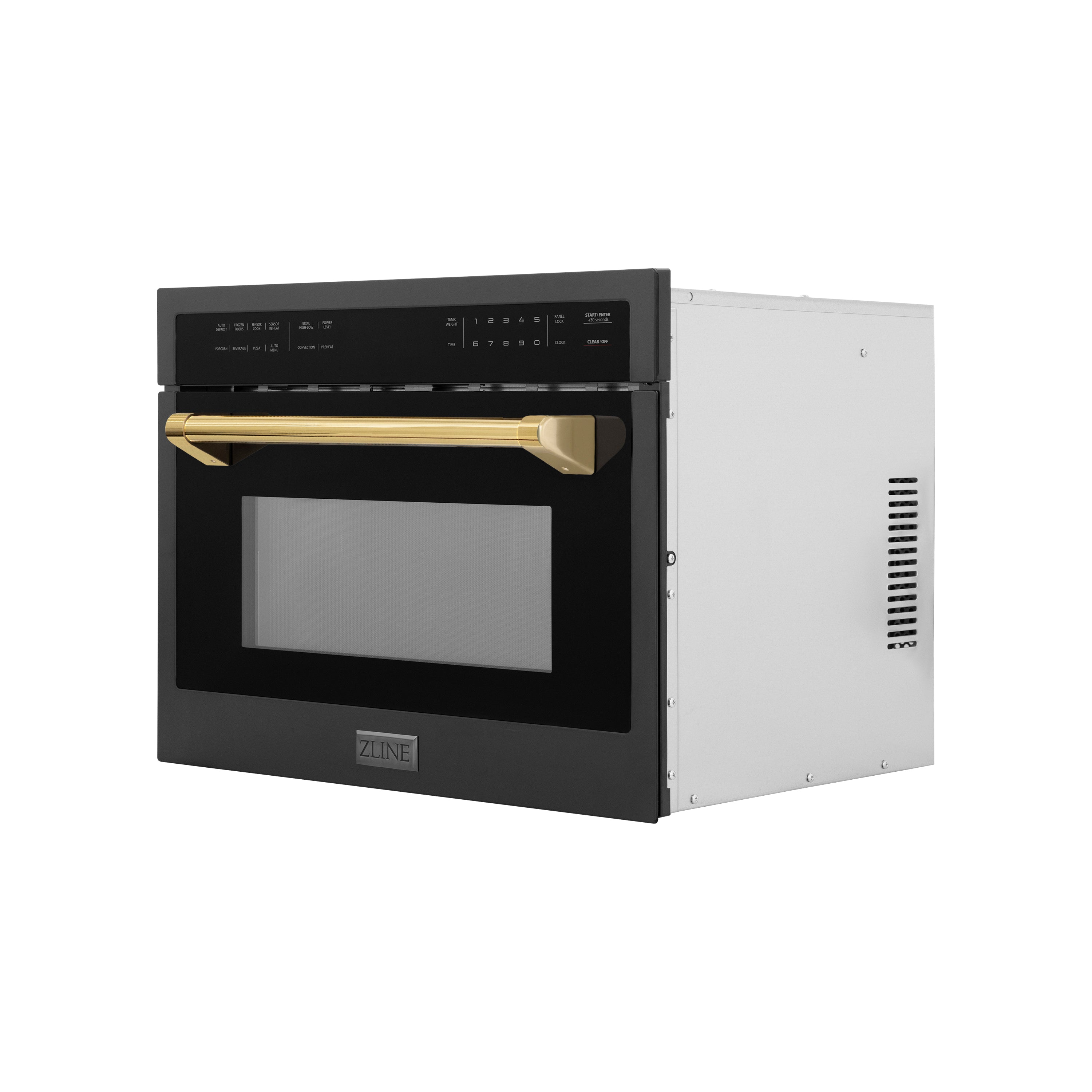 ZLINE Autograph Edition 24" 1.6 cu ft. Built-in Convection Microwave Oven in Black Stainless Steel and Polished Gold Accents (MWOZ-24-BS-G0